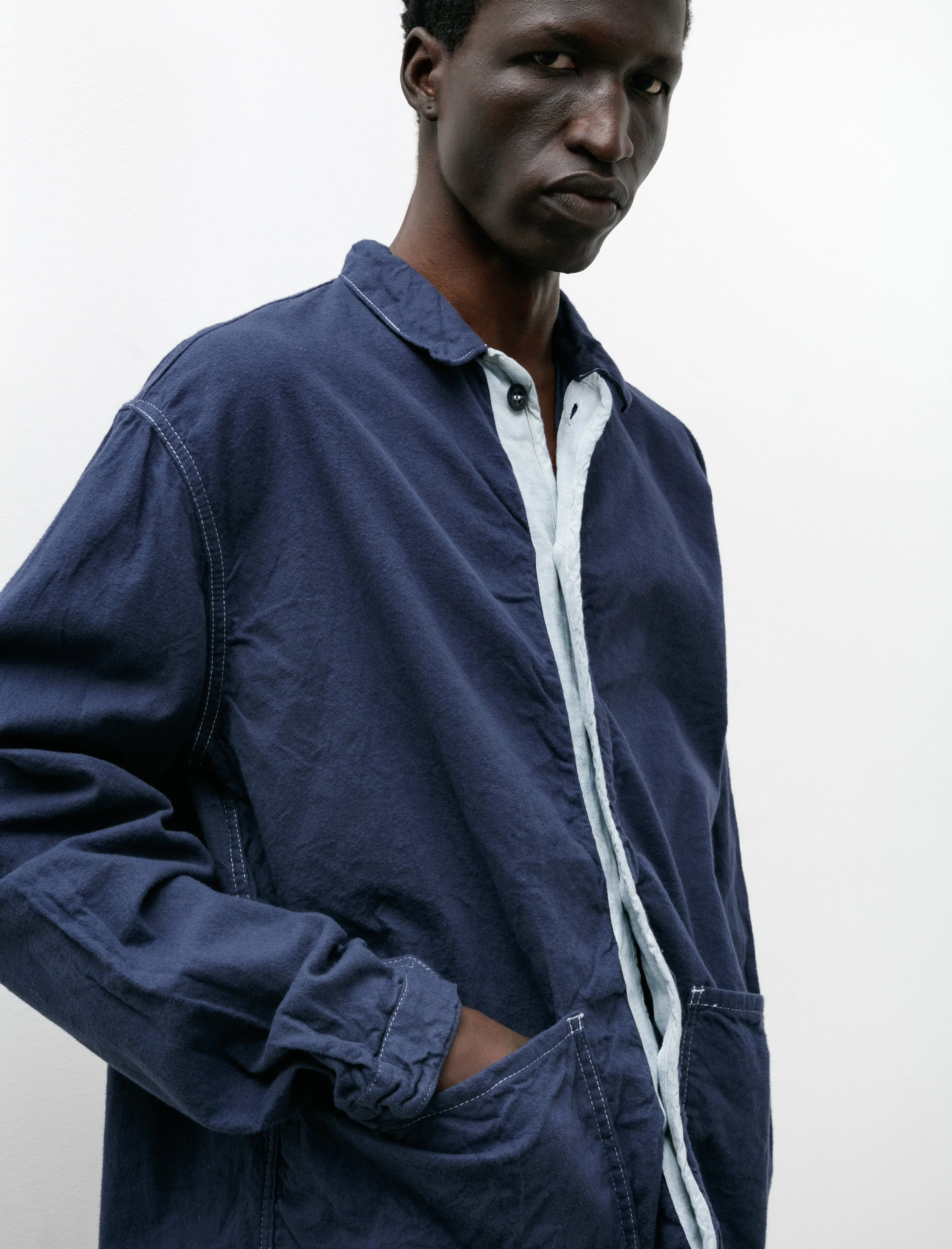 464 Webbing Fly Shirt Barge Blue Flannel Rinsed