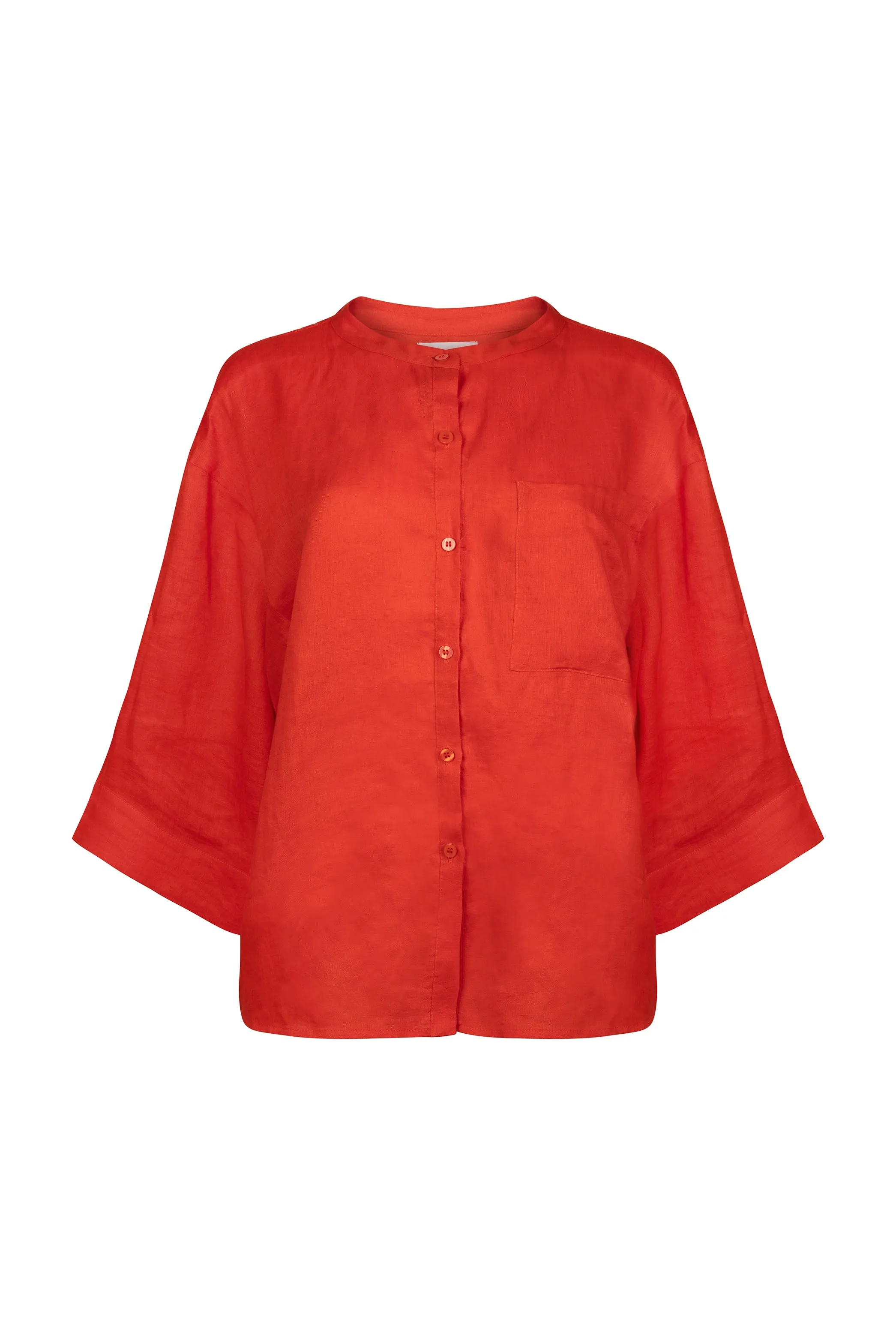 'Andrea' Linen Shirt - Tomato