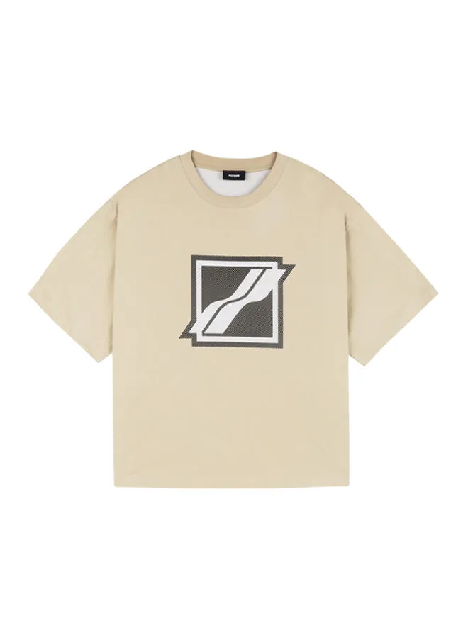 Beige Stripe Logo T-shirt