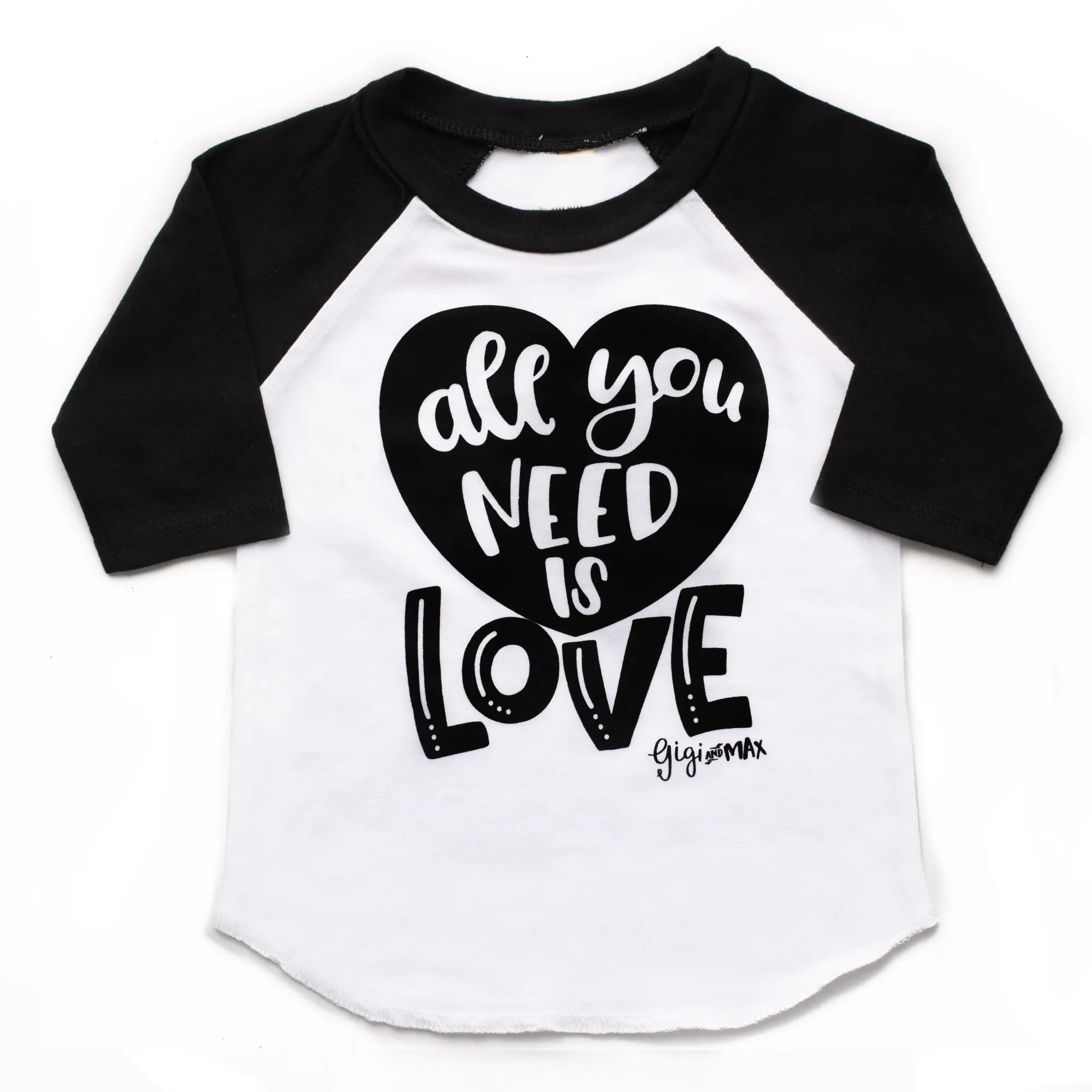 Black sleeved raglan - all you need is love in BLACK