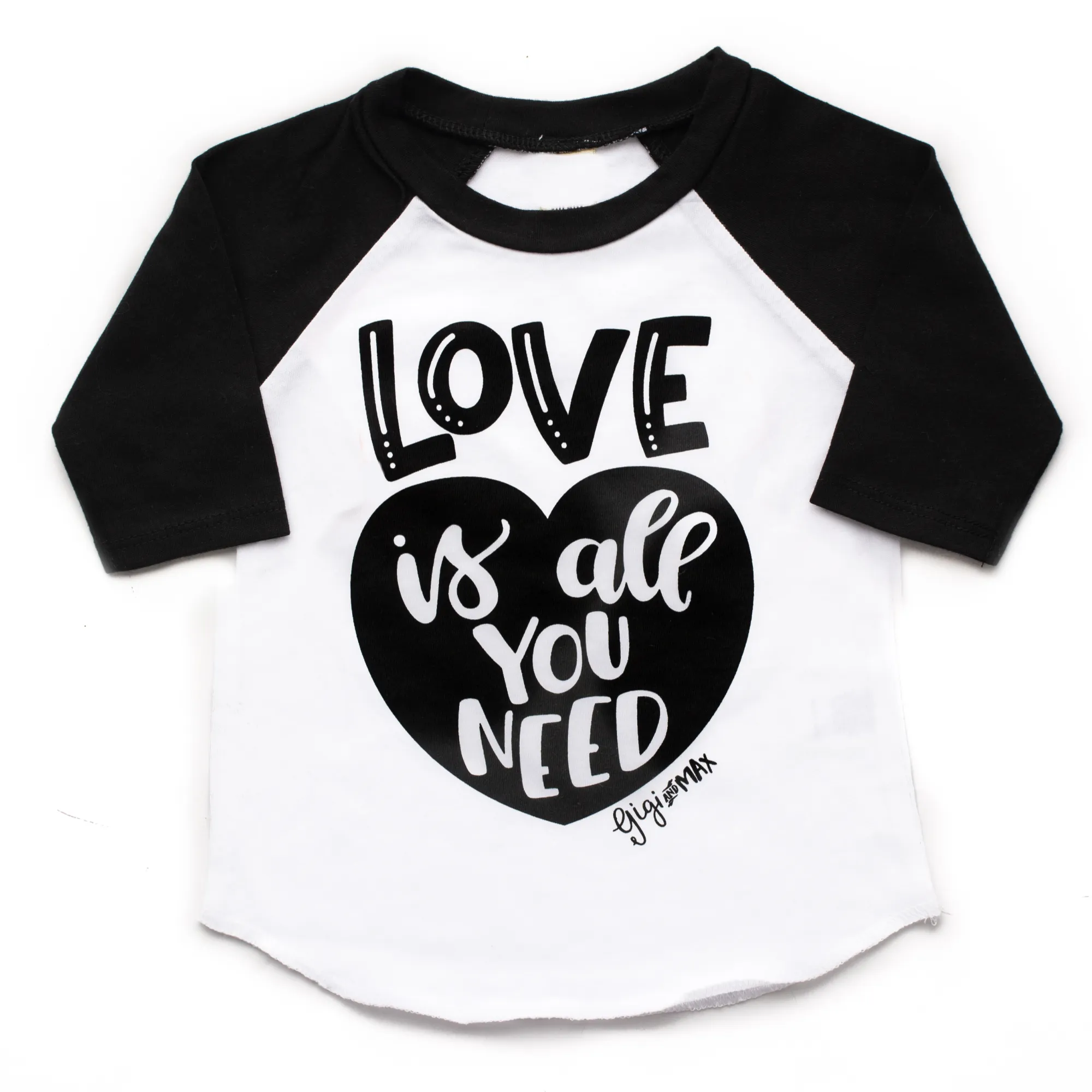 Black sleeved raglan - love is all you need in BLACK