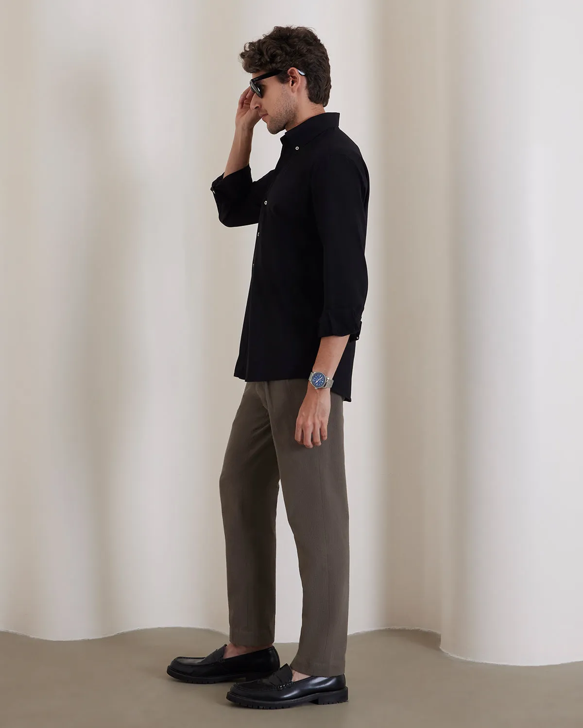 Black Stretch Knit Shirt