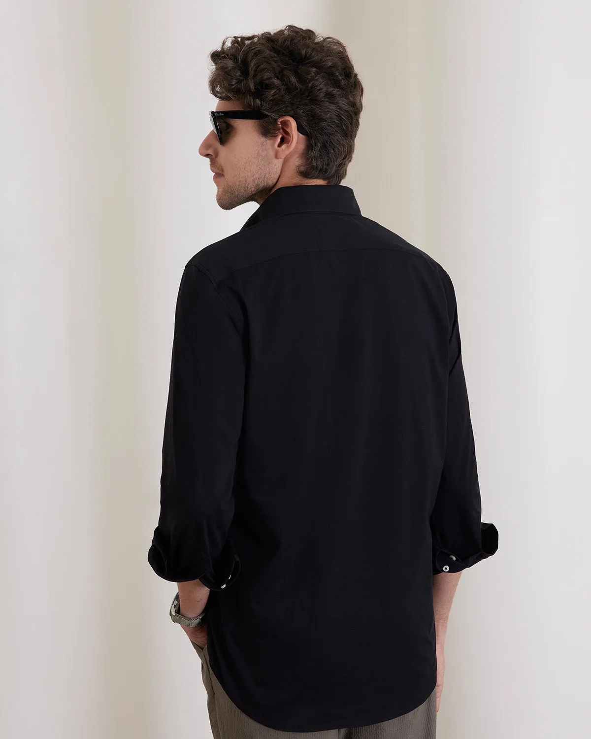 Black Stretch Knit Shirt