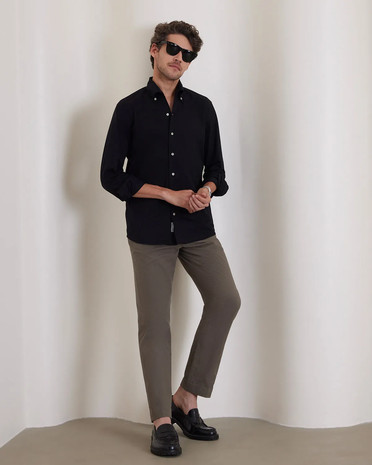 Black Stretch Knit Shirt