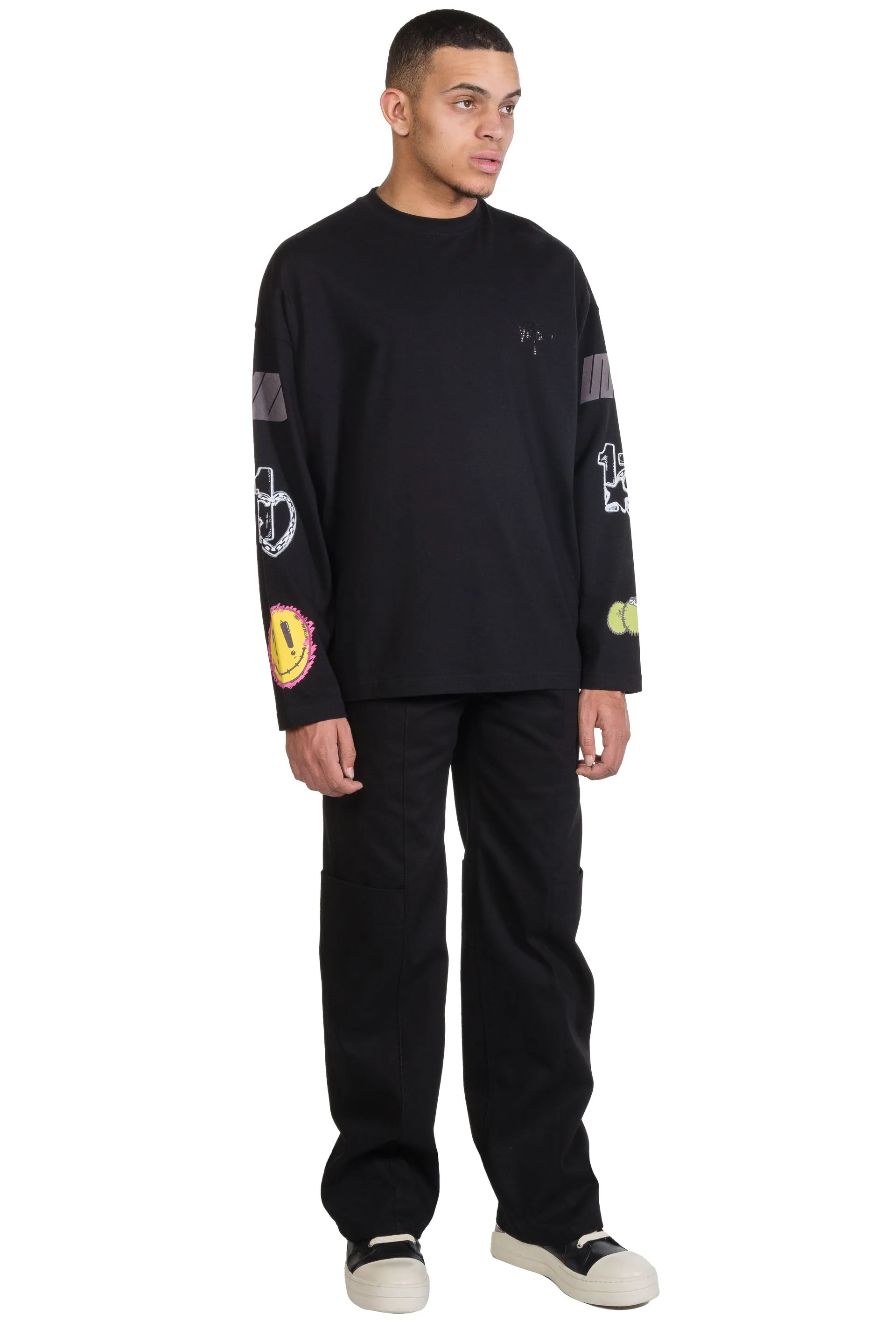 Black We11done Heart Logo LS T-Shirt