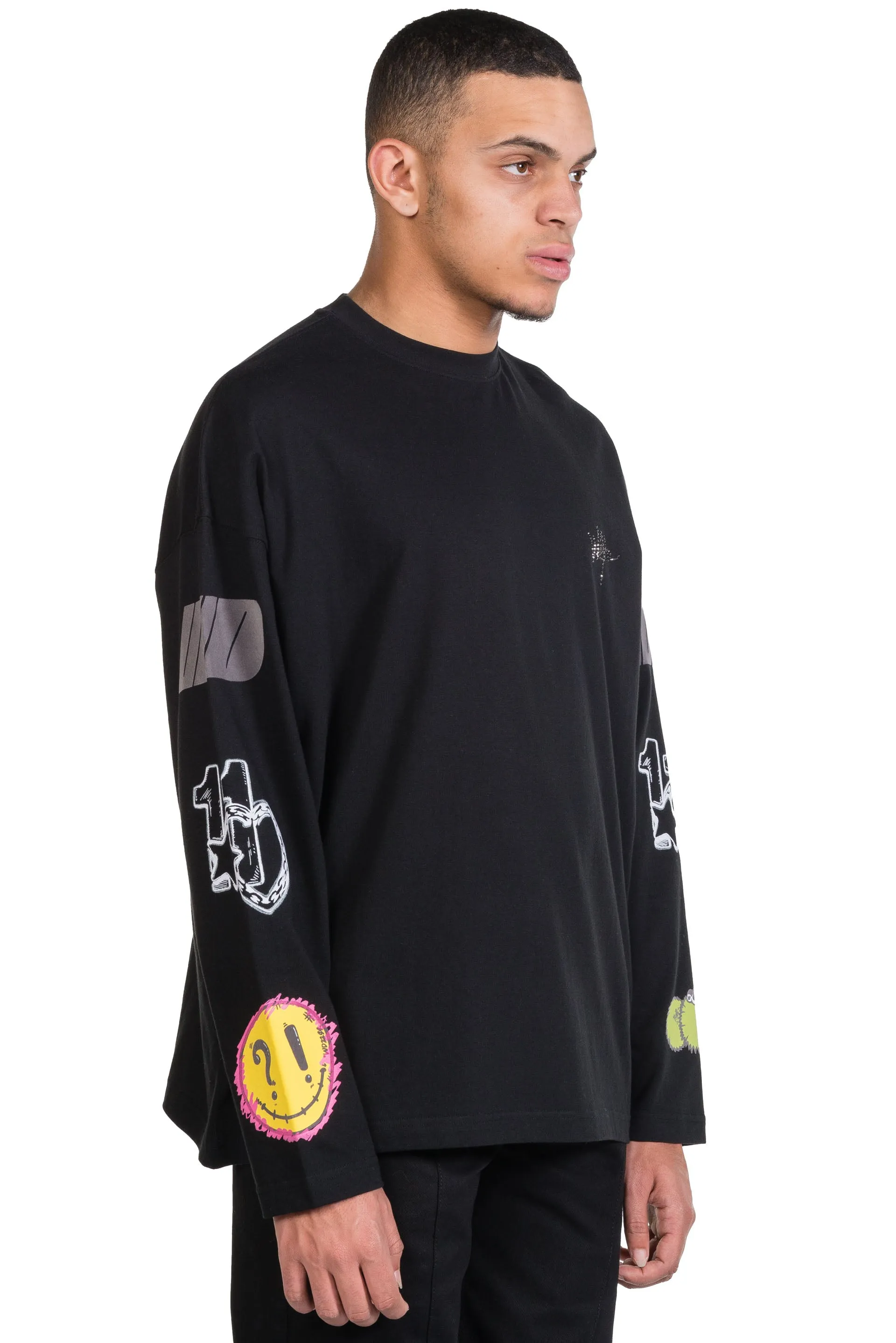 Black We11done Heart Logo LS T-Shirt