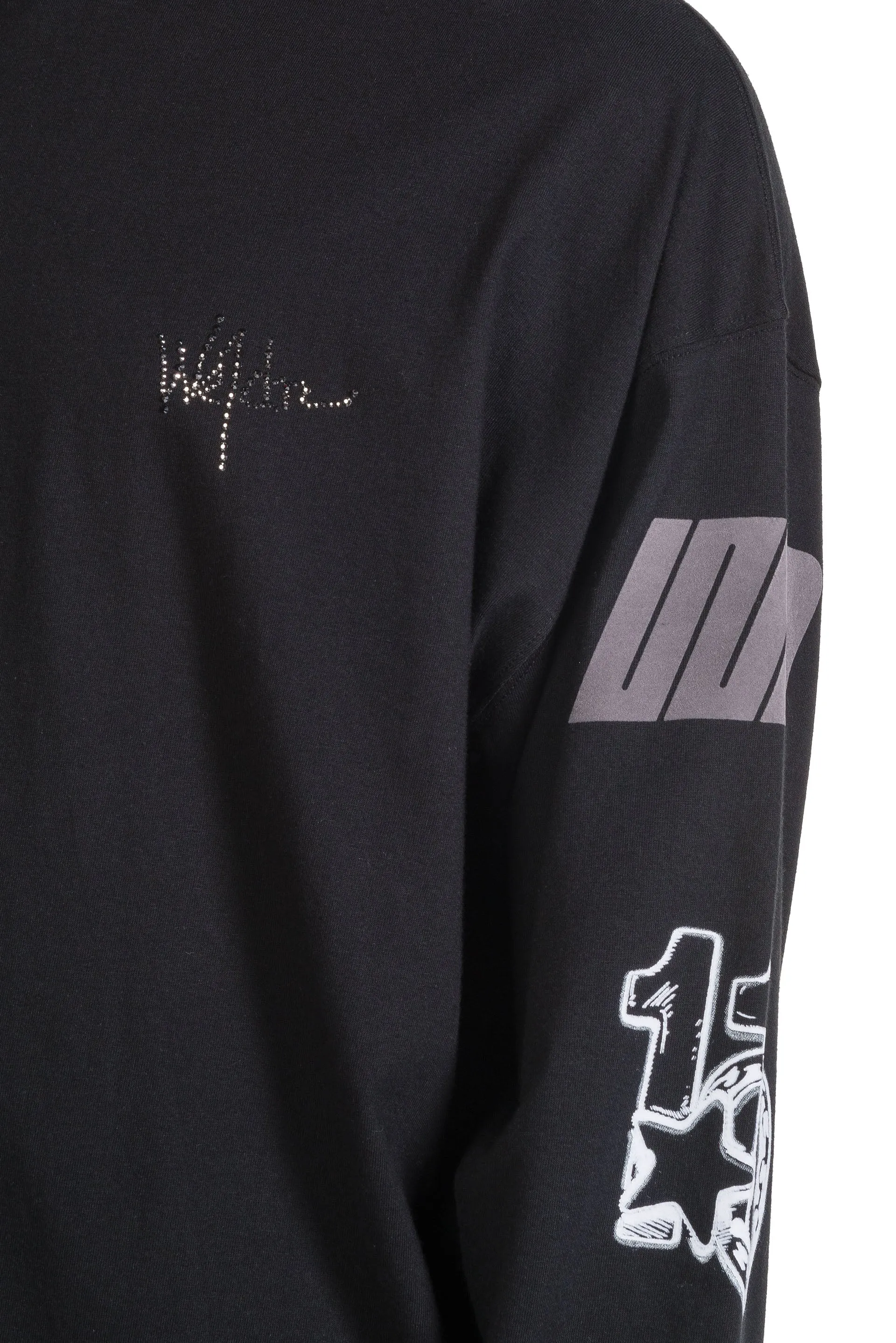 Black We11done Heart Logo LS T-Shirt