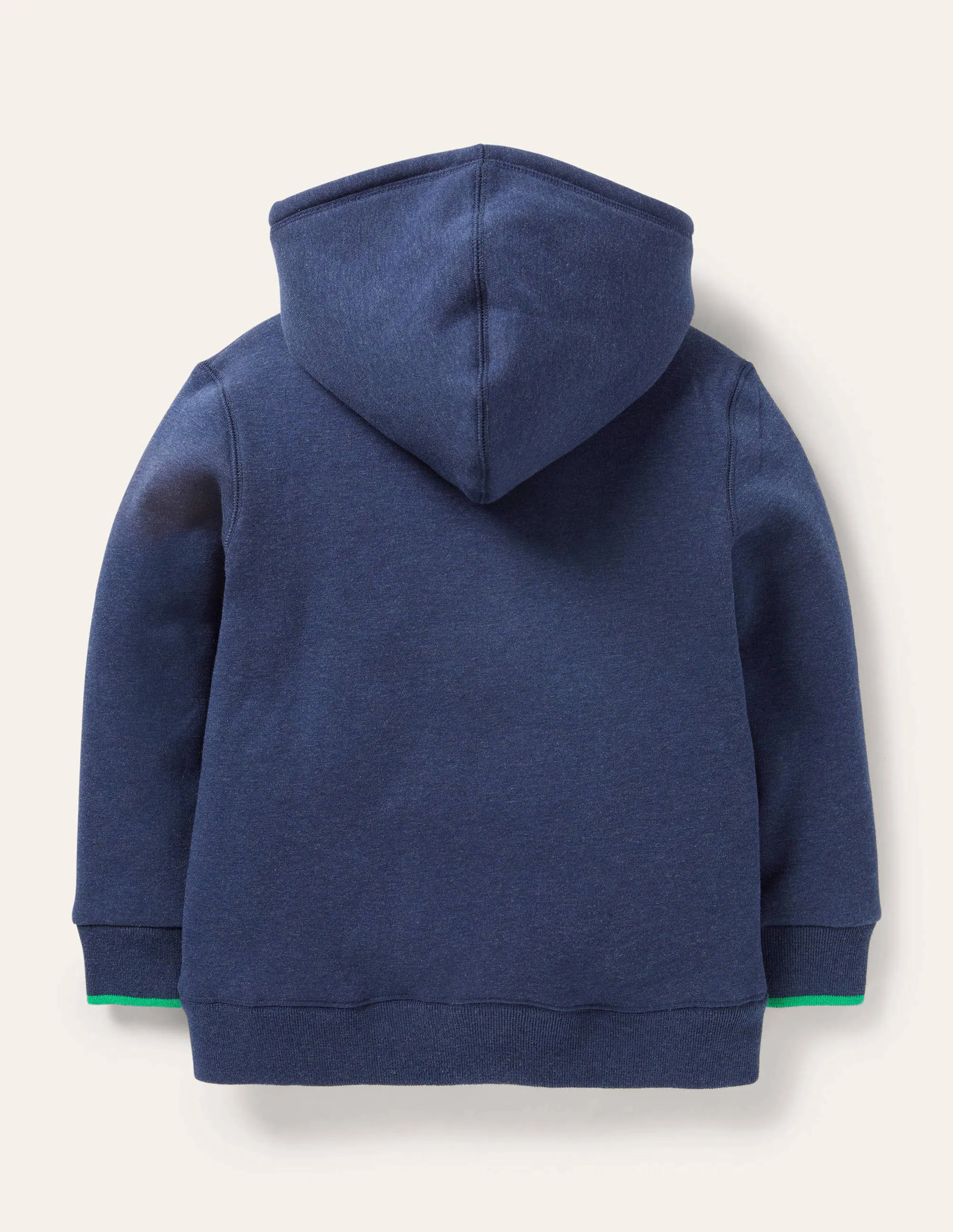 Borg-lined Zip-up Hoodie-Blue Marl