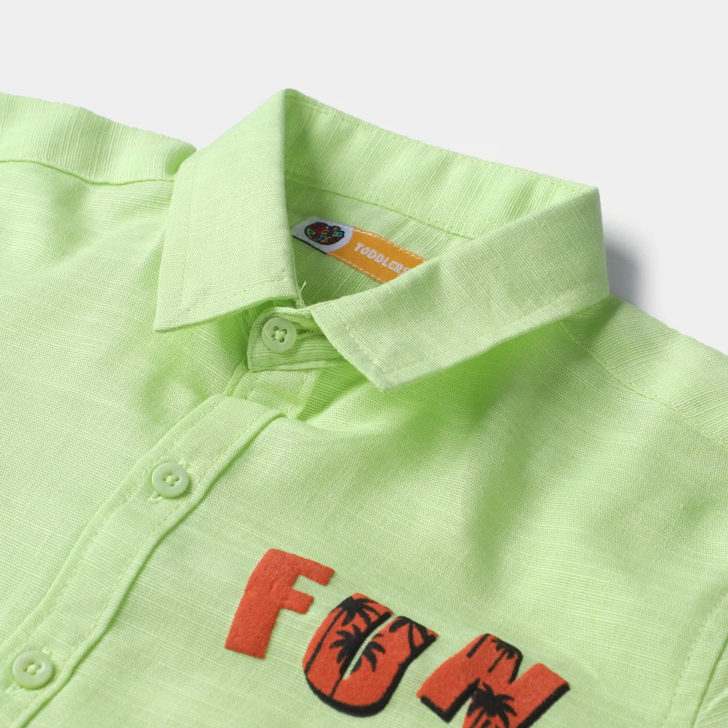 Boys Cotton Slub Casual Shirt Fun | S-Lime