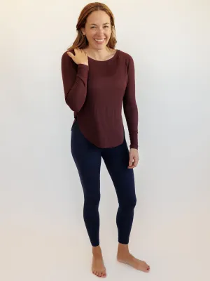 Burgundy "Nola" Ribbed Oversized Cozy Long Sleeve Top