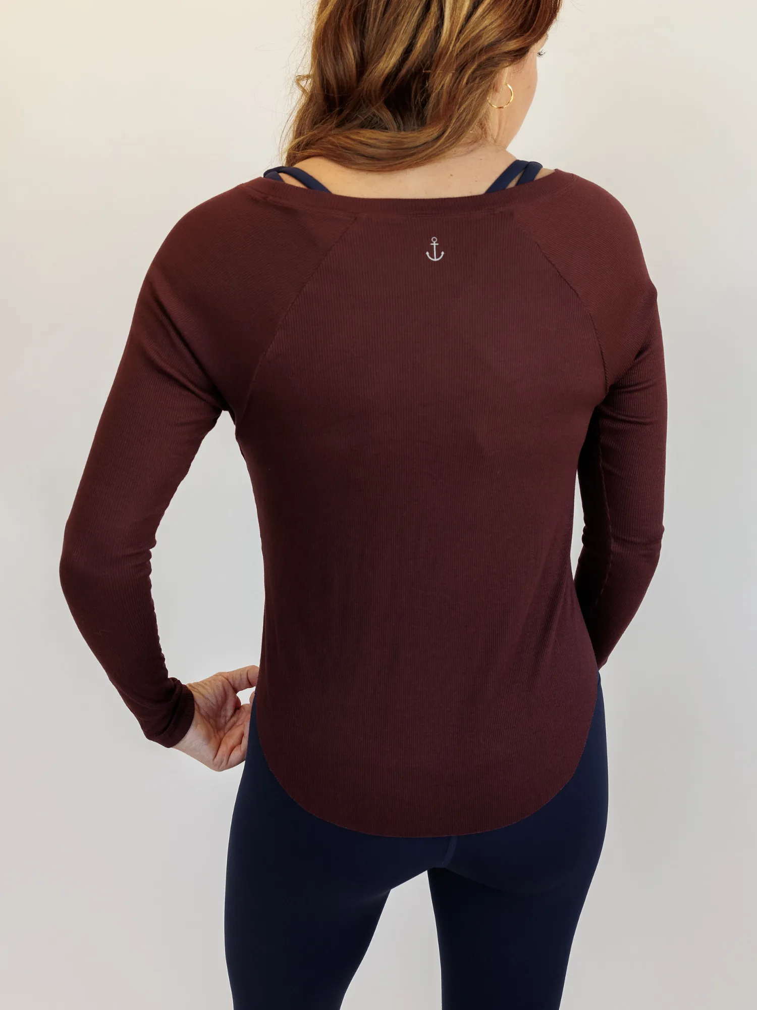 Burgundy "Nola" Ribbed Oversized Cozy Long Sleeve Top