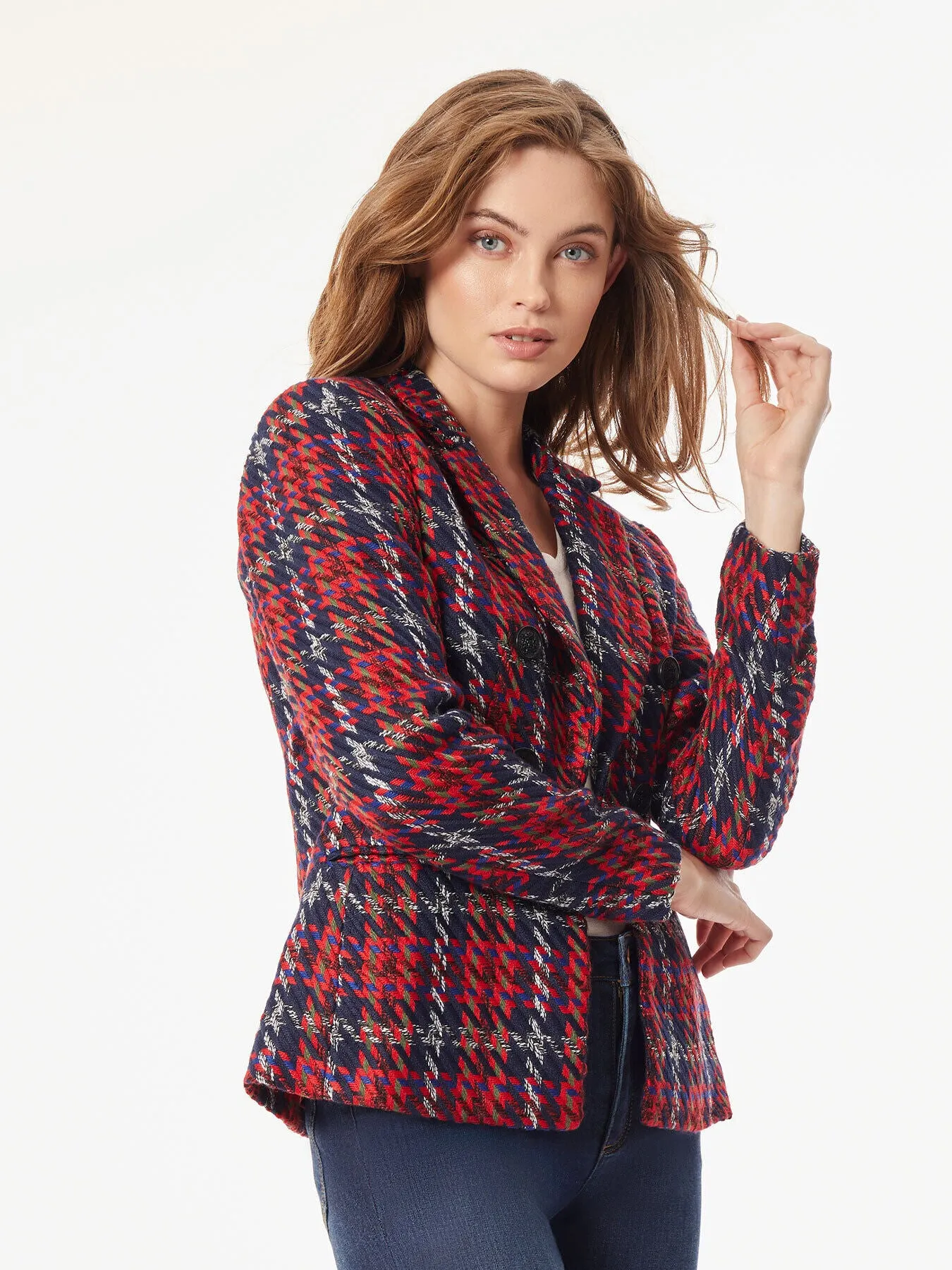 Classic Plaid Double Breasted Jacket