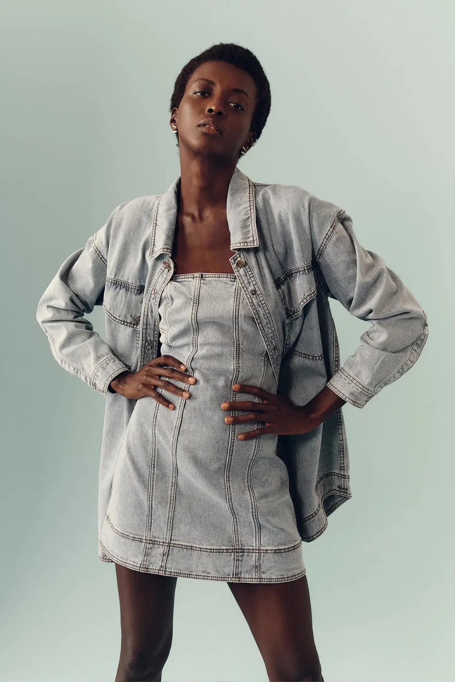 Corie Longline Denim Shirt Mum Wash