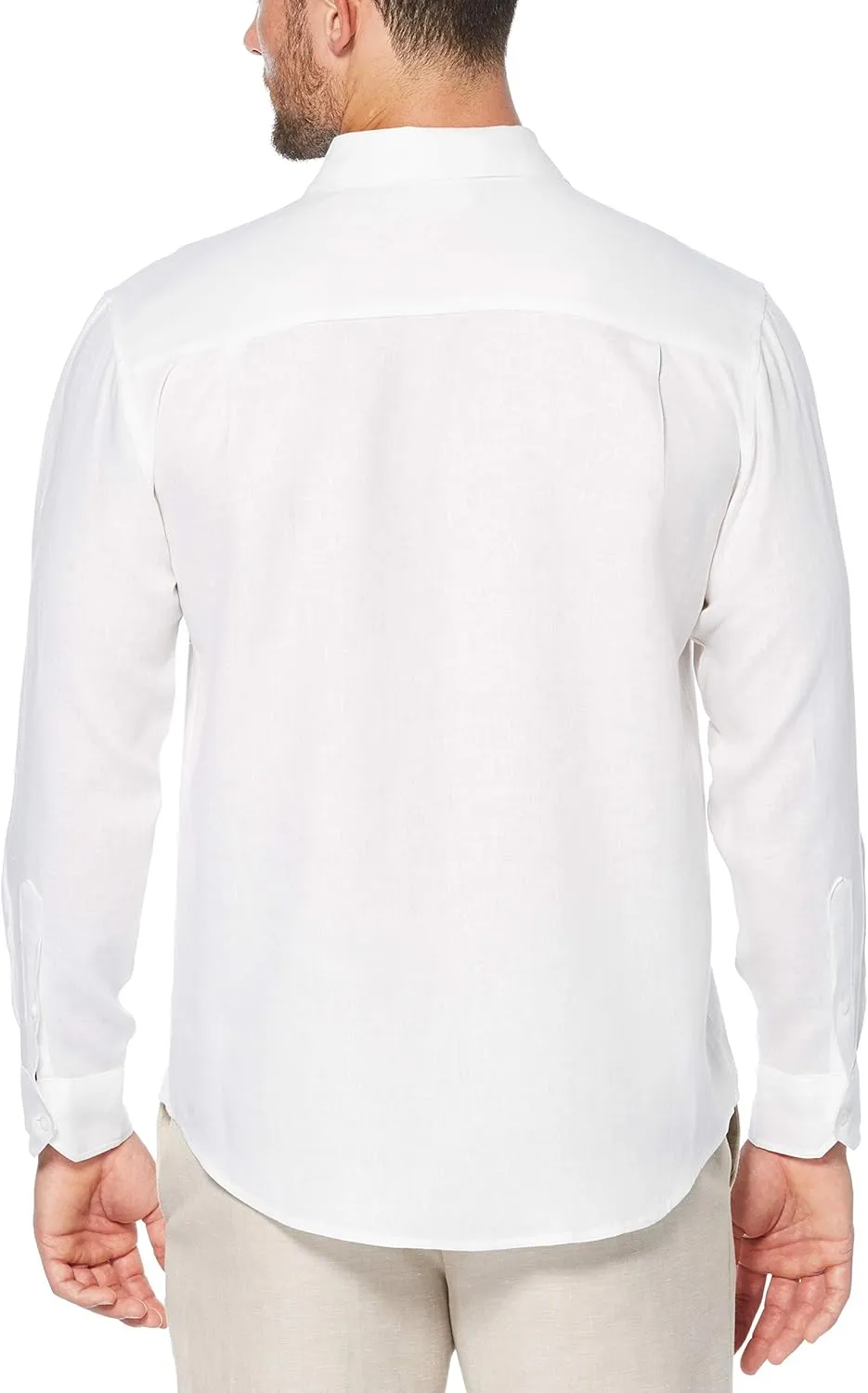 Cubavera Men's Long Sleeve 100% Linen Essential Shirt with Eyelet Detail