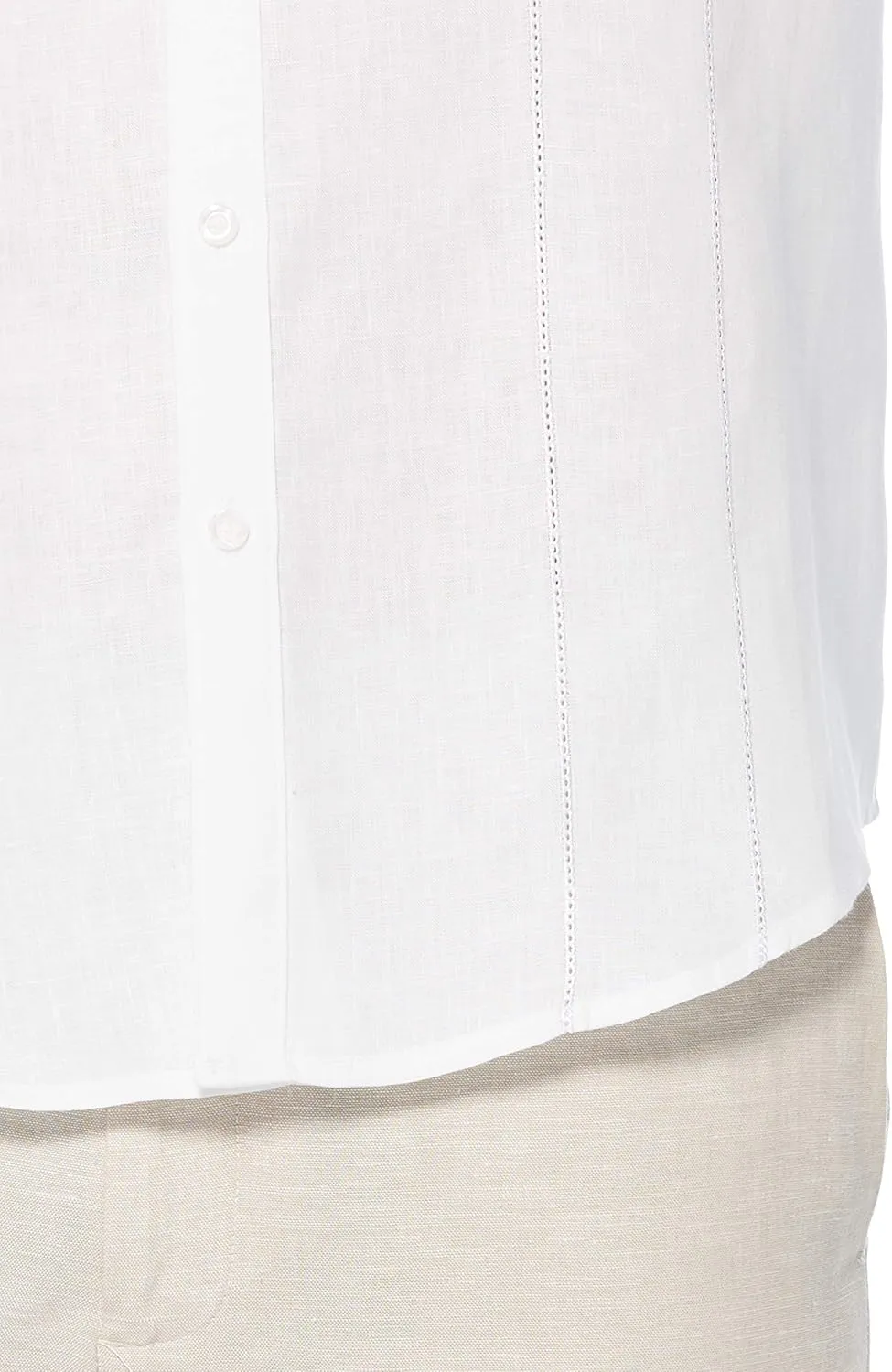 Cubavera Men's Long Sleeve 100% Linen Essential Shirt with Eyelet Detail