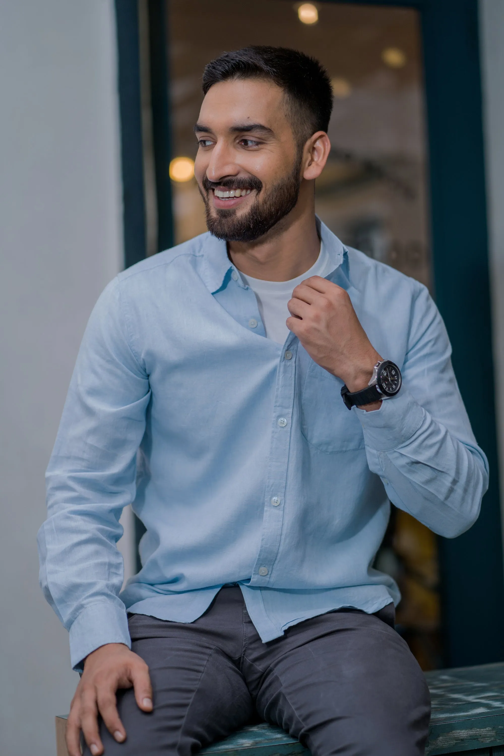Earthy Route Ice blue · full sleeve shirt