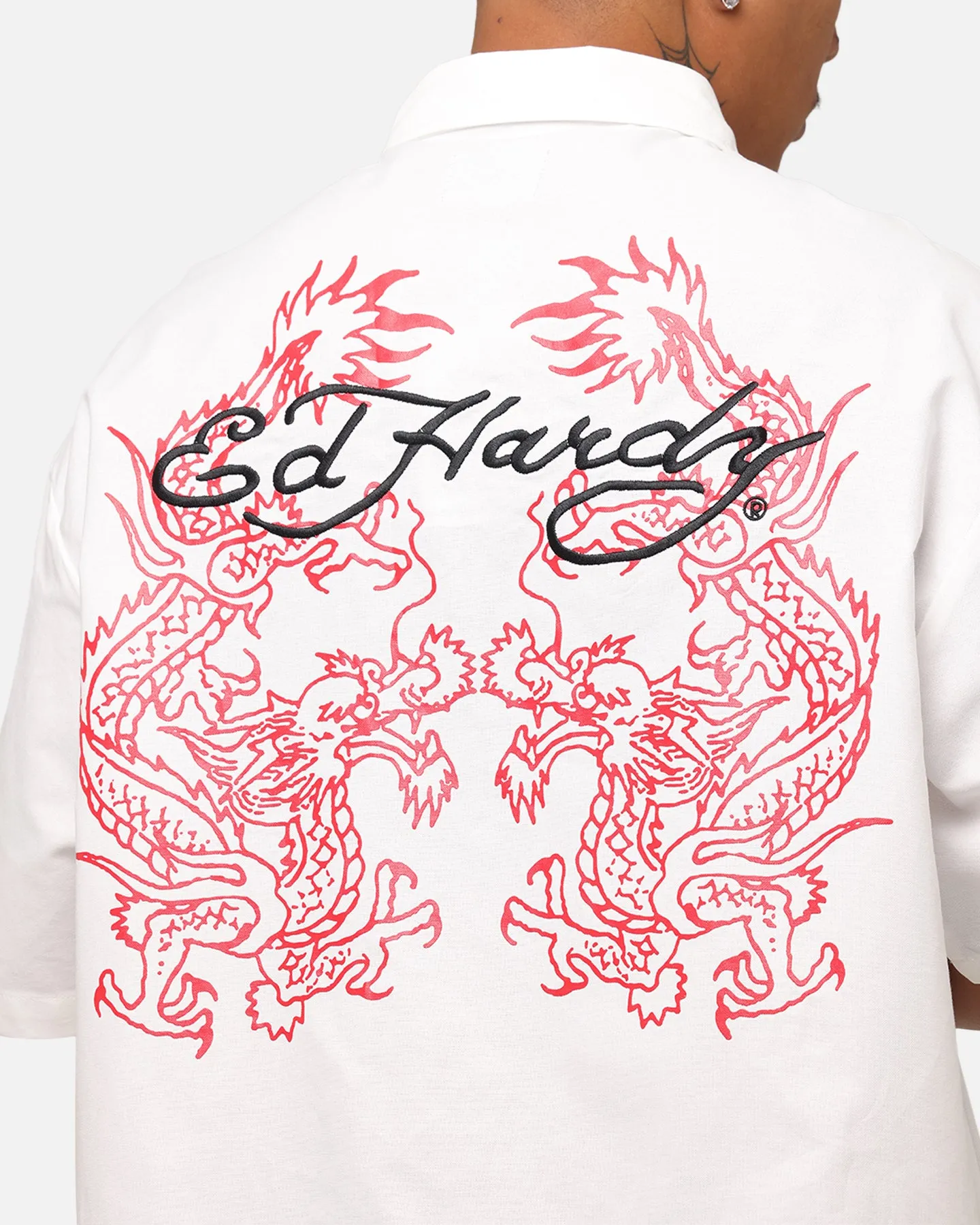 Ed Hardy Dragon Zip Shirt Off White