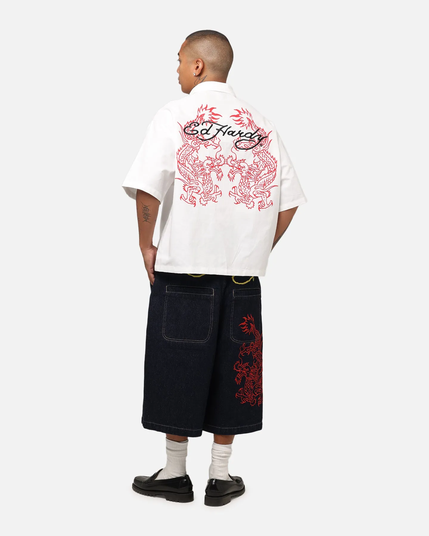 Ed Hardy Dragon Zip Shirt Off White