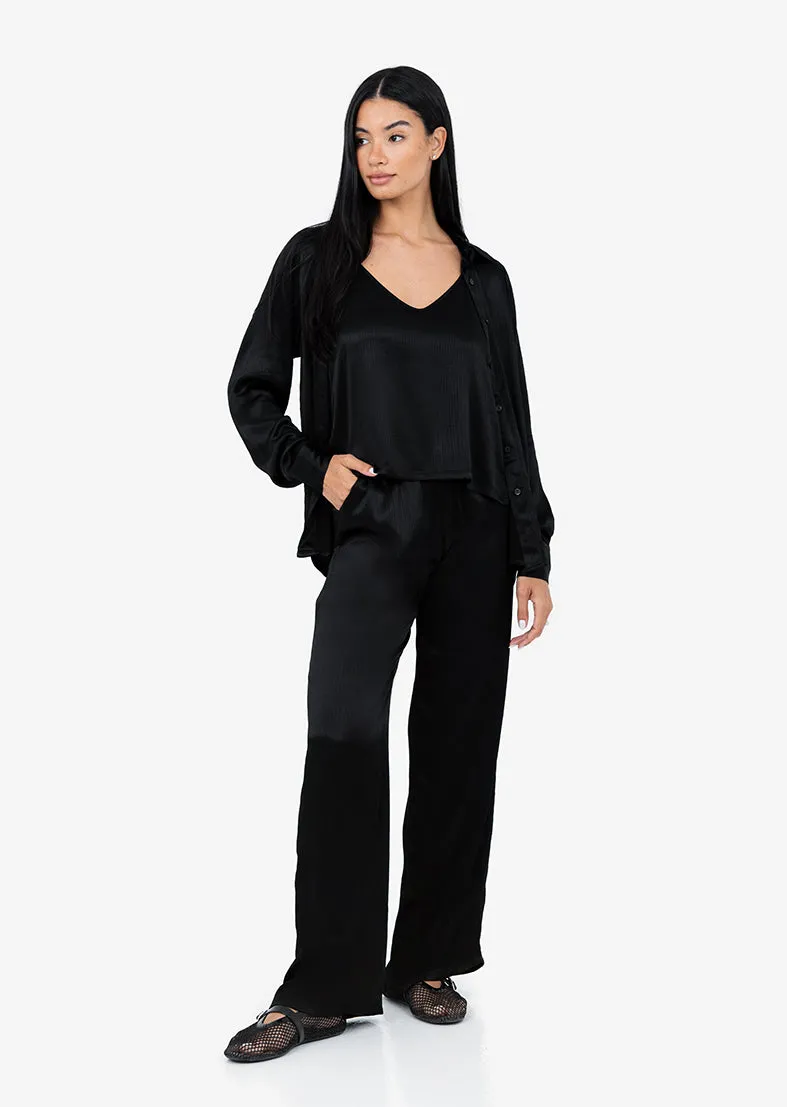 Embody Plisse Shirt Shiny Black
