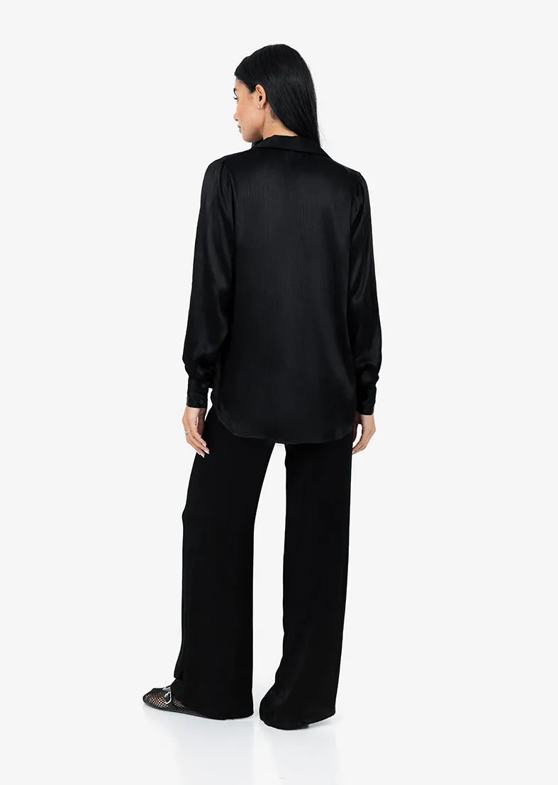 Embody Plisse Shirt Shiny Black