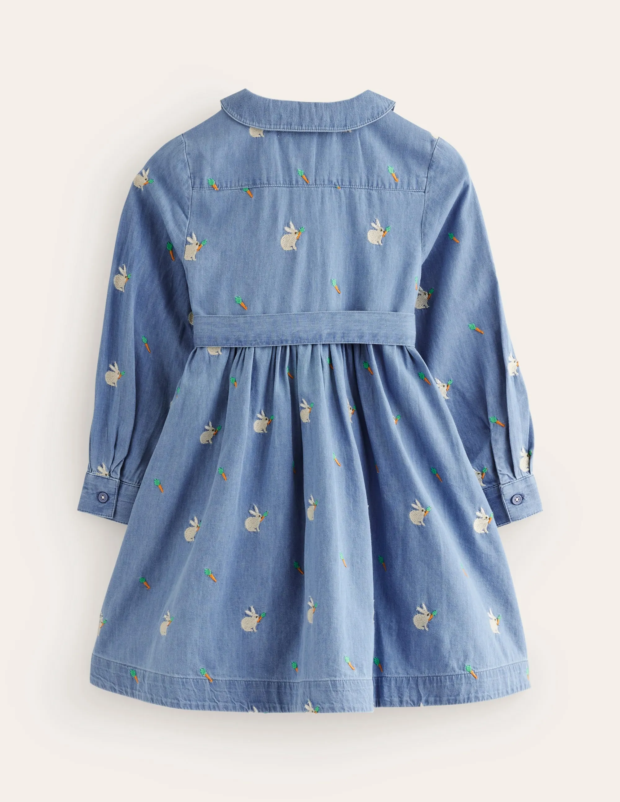 Embroidered Shirt Dress-Chambray Bunnies