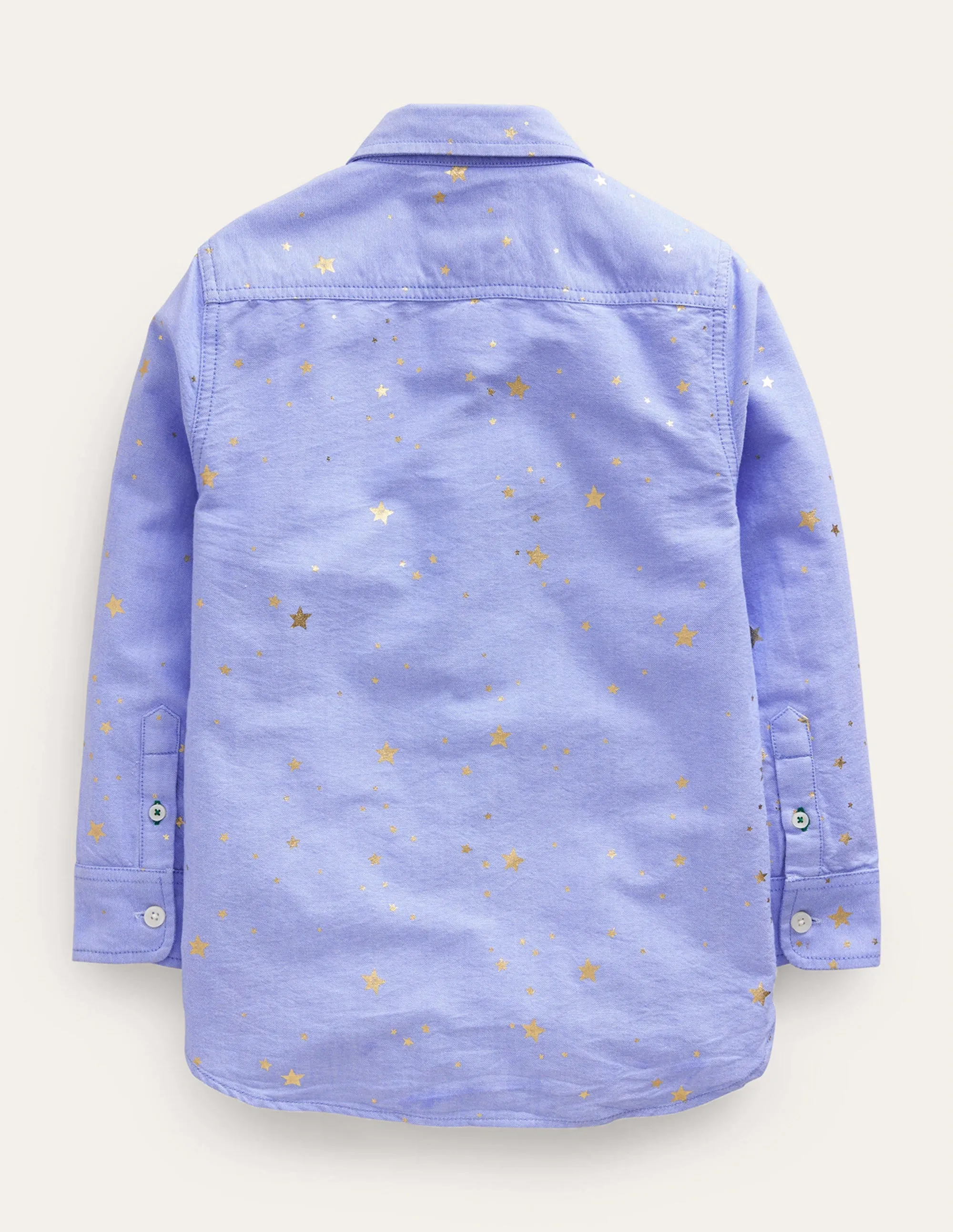 Foil Printed Oxford Shirt-Blue Star