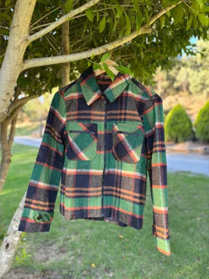 Forest Plaid Zip-Up Shacket