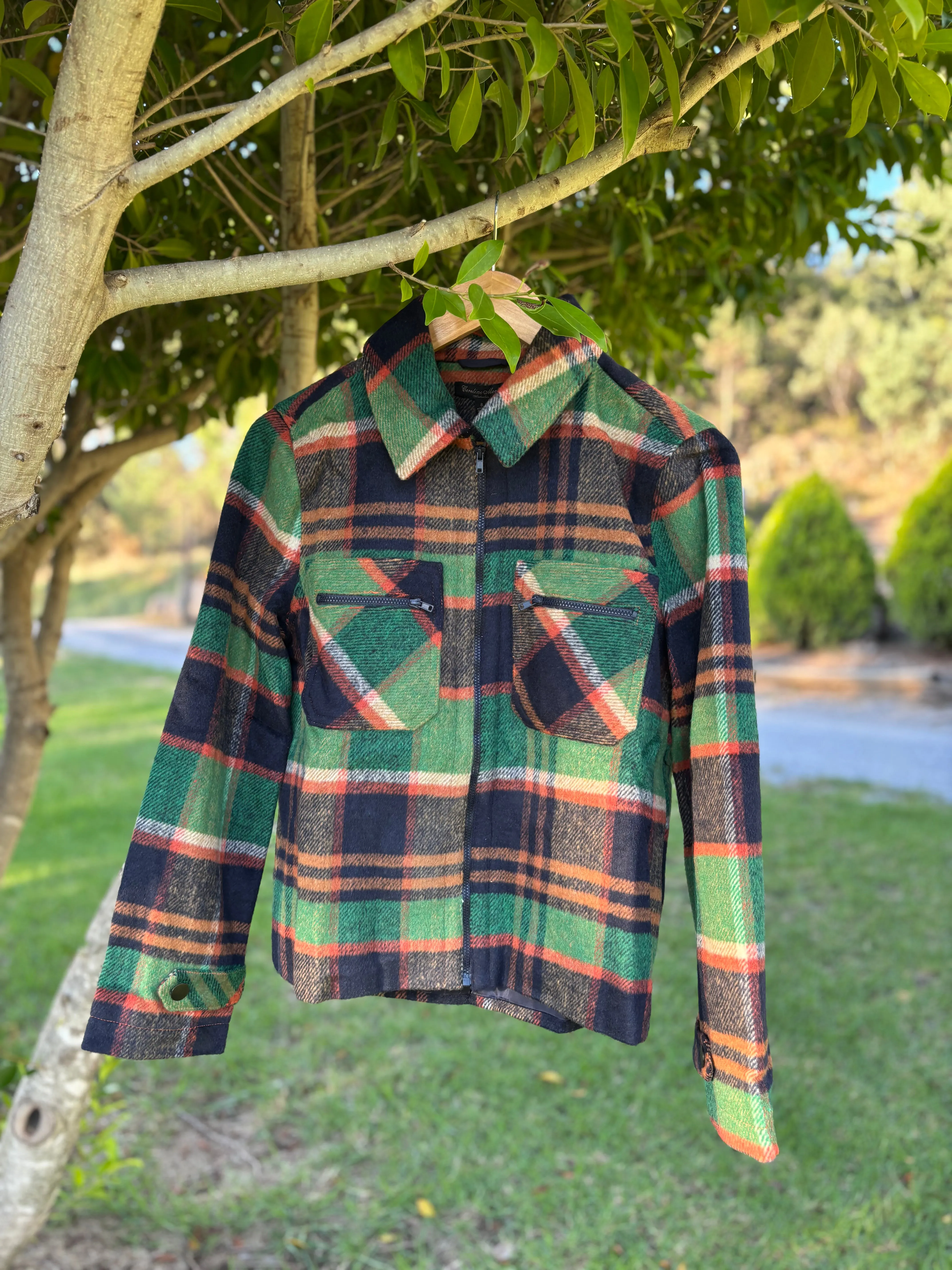 Forest Plaid Zip-Up Shacket