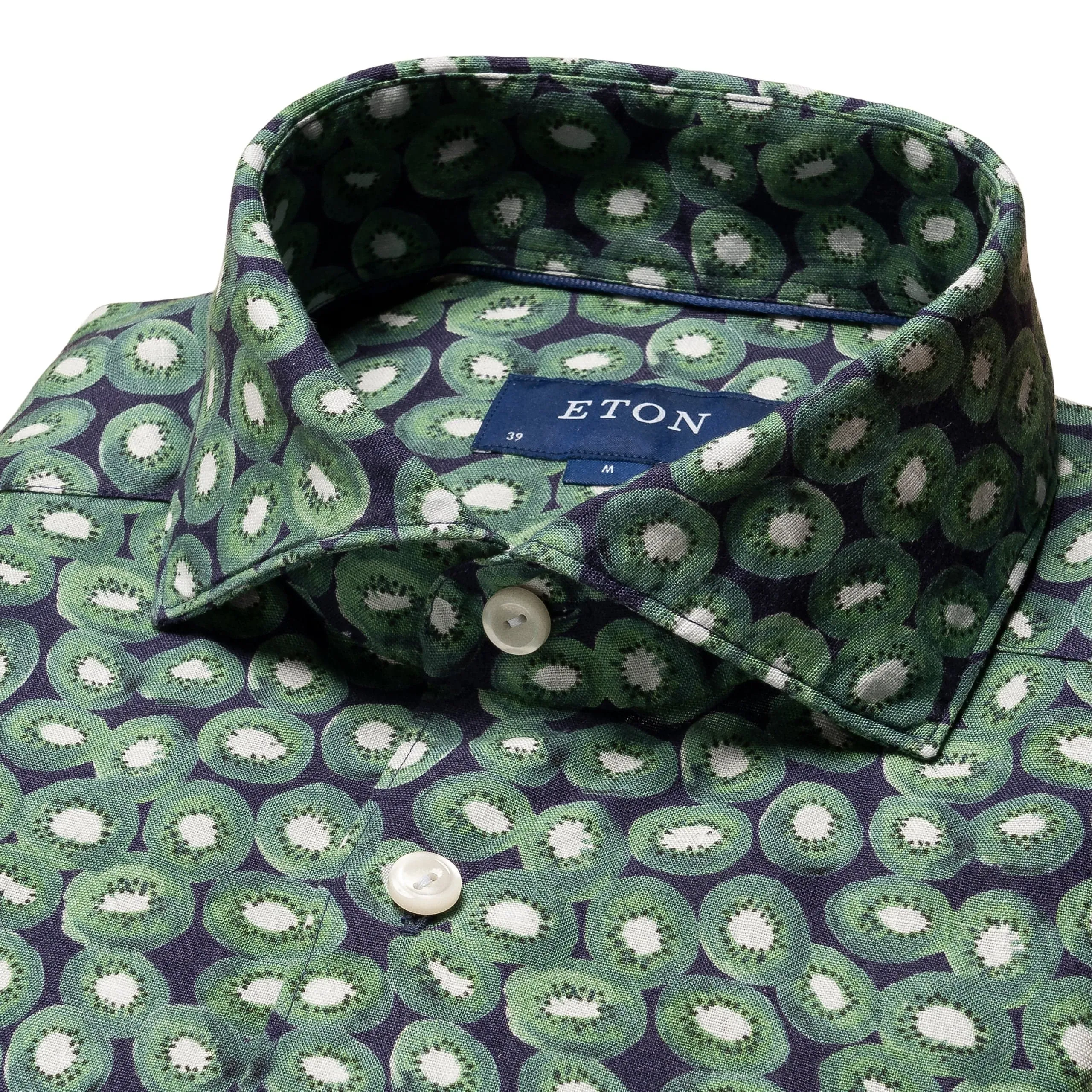 Green Kiwi Print Linen Shirt