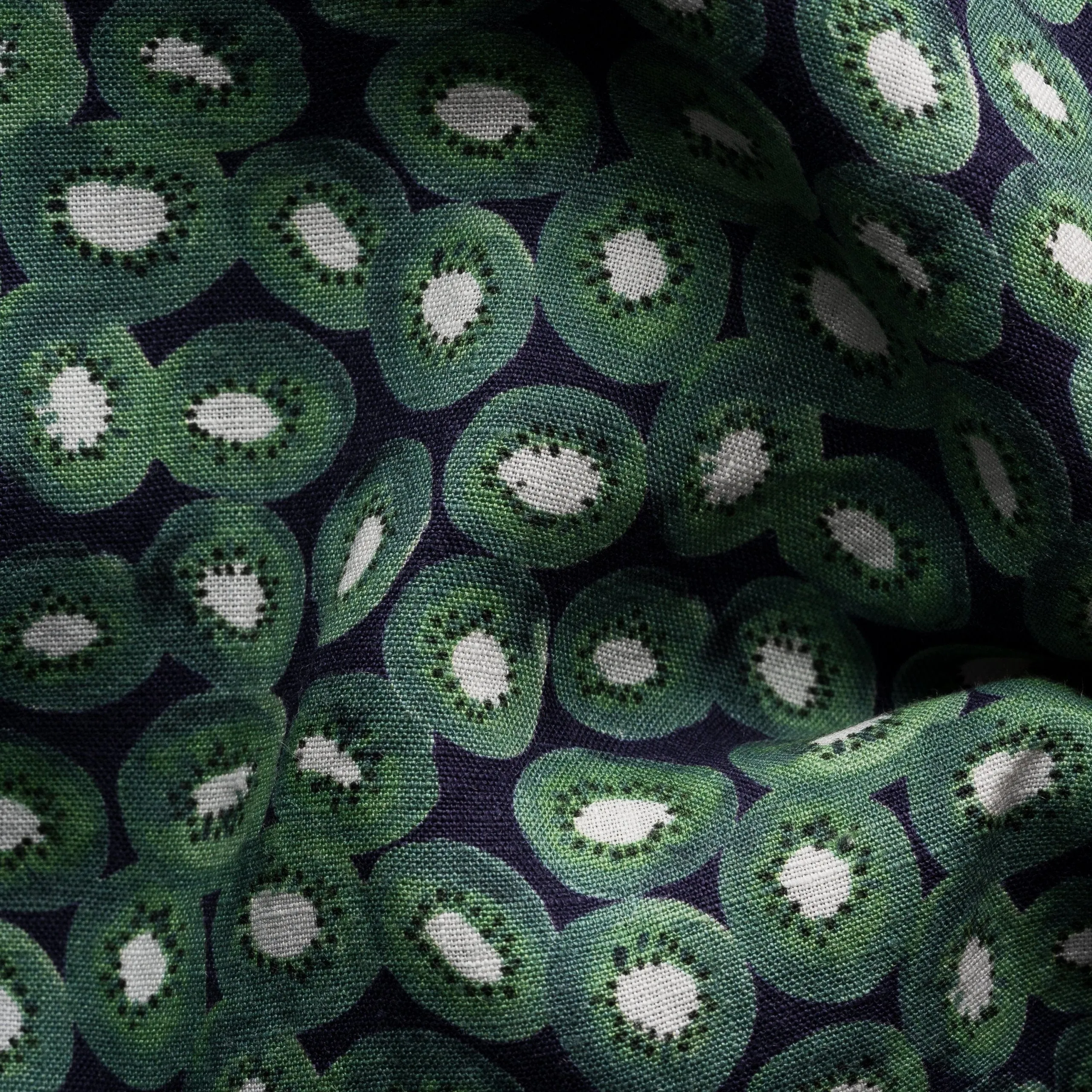 Green Kiwi Print Linen Shirt