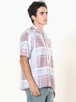 Kerenza - Checkered Lycra Shirt -Brown