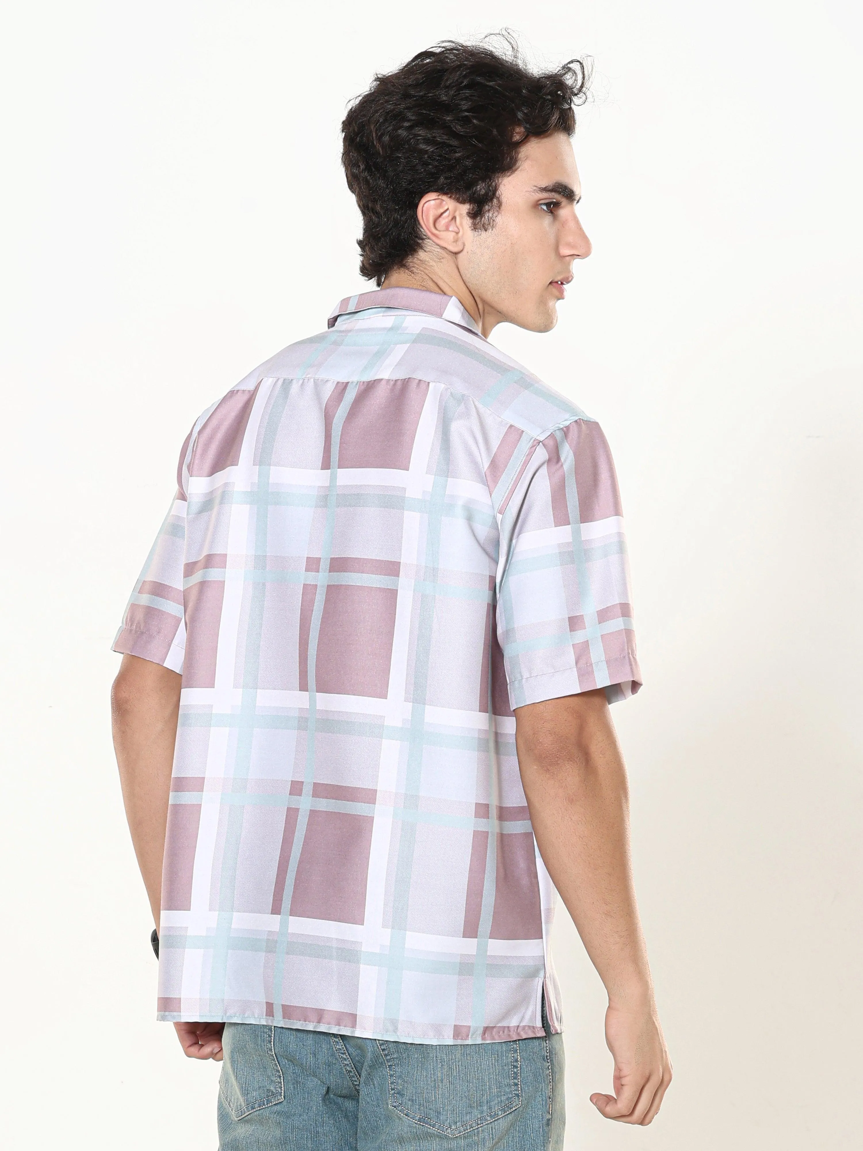 Kerenza - Checkered Lycra Shirt -Brown