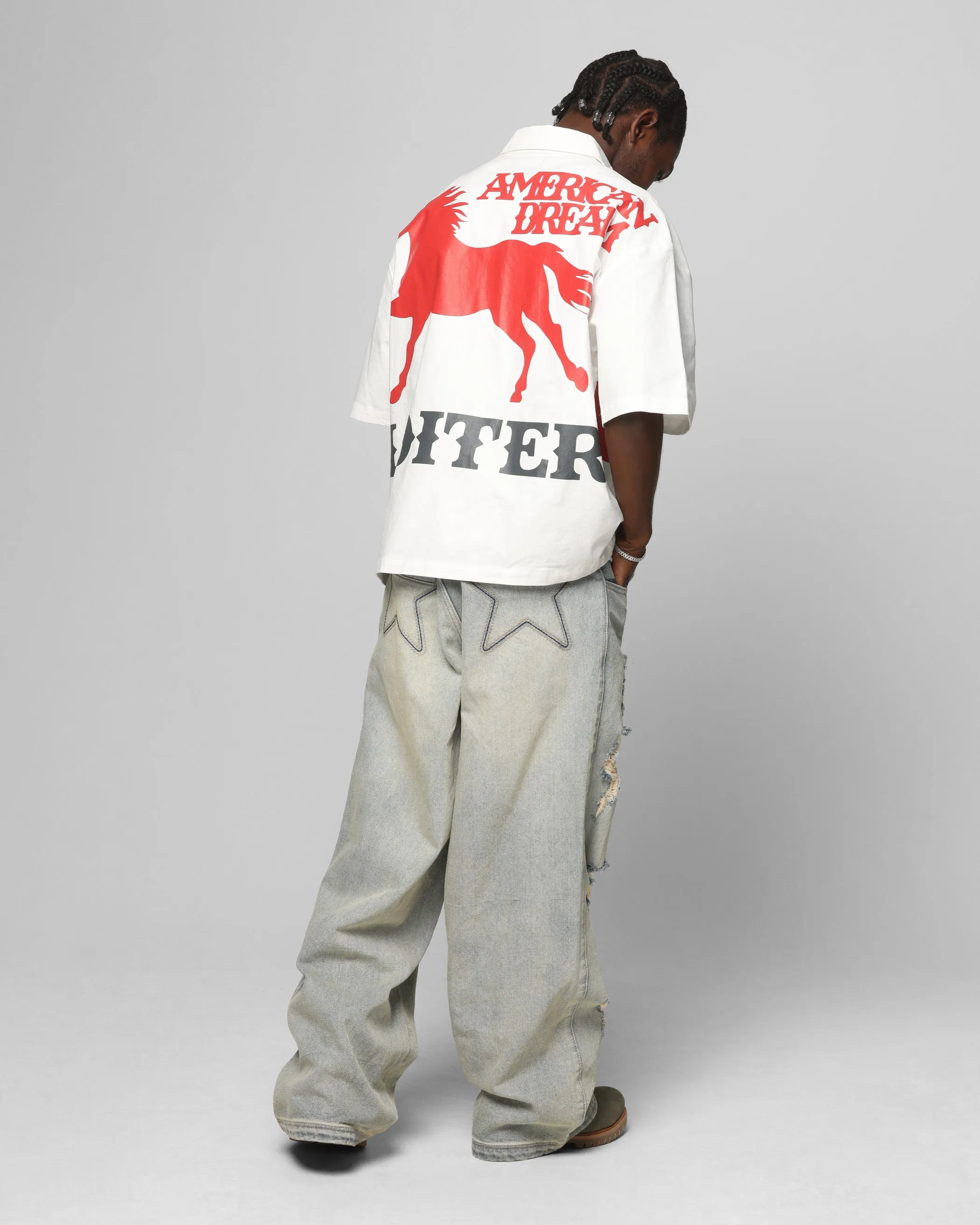 Loiter Rodeo Zip Up Shirt Off White