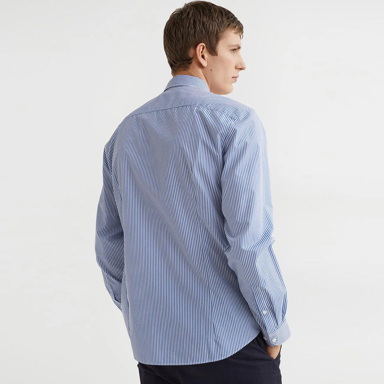 Men Premium Quality Slim Fit Blue Lining Casual Shirt (HM-120147)