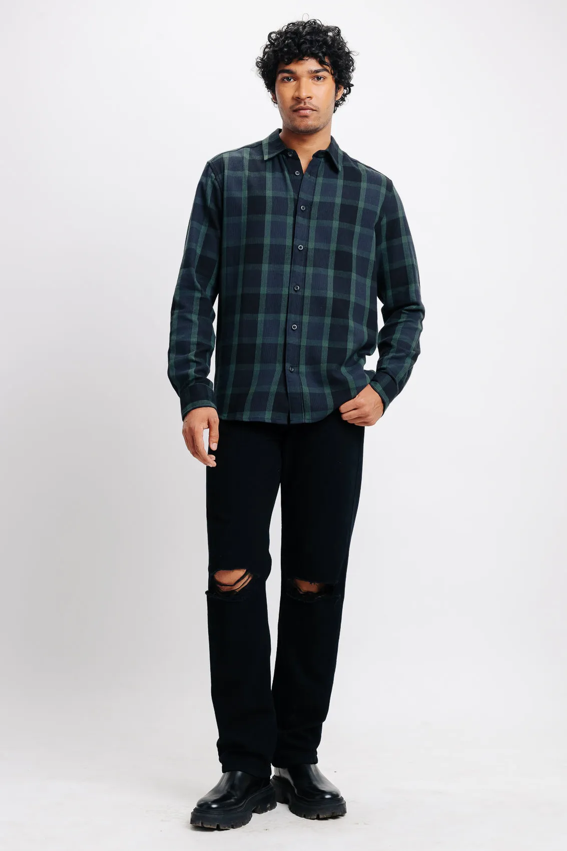 Men's Indigo Checkered Shirt