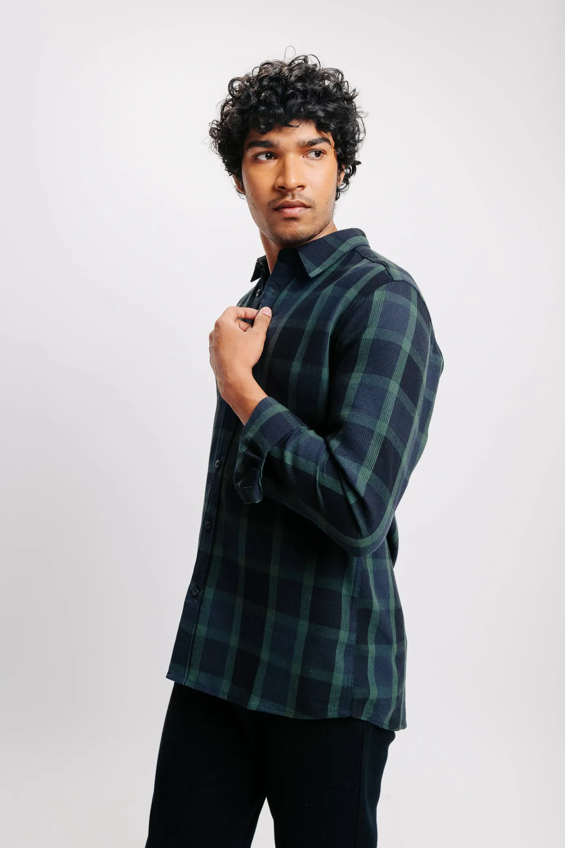 Men's Indigo Checkered Shirt