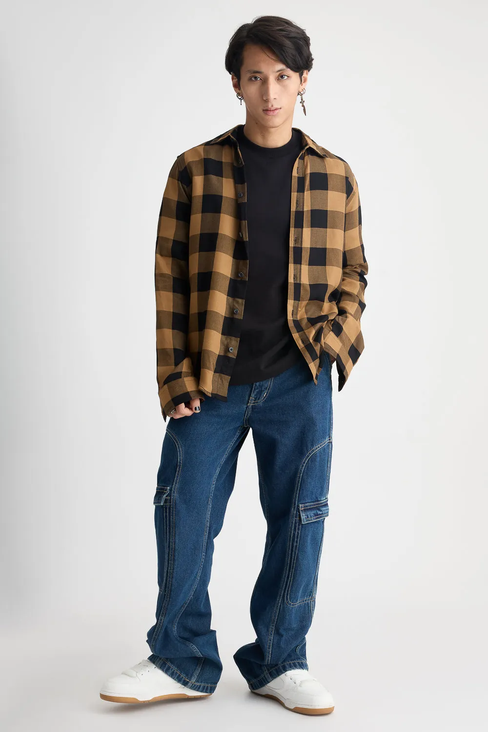 Men's Orange Checkered Shirt