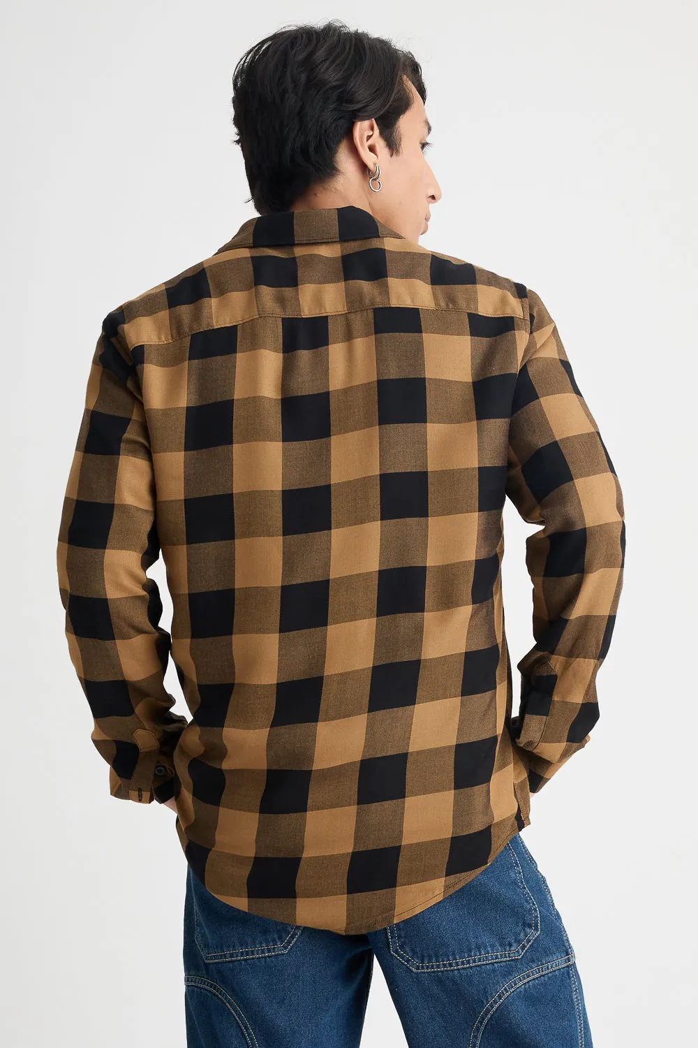 Men's Orange Checkered Shirt
