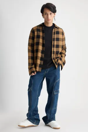Men's Orange Checkered Shirt