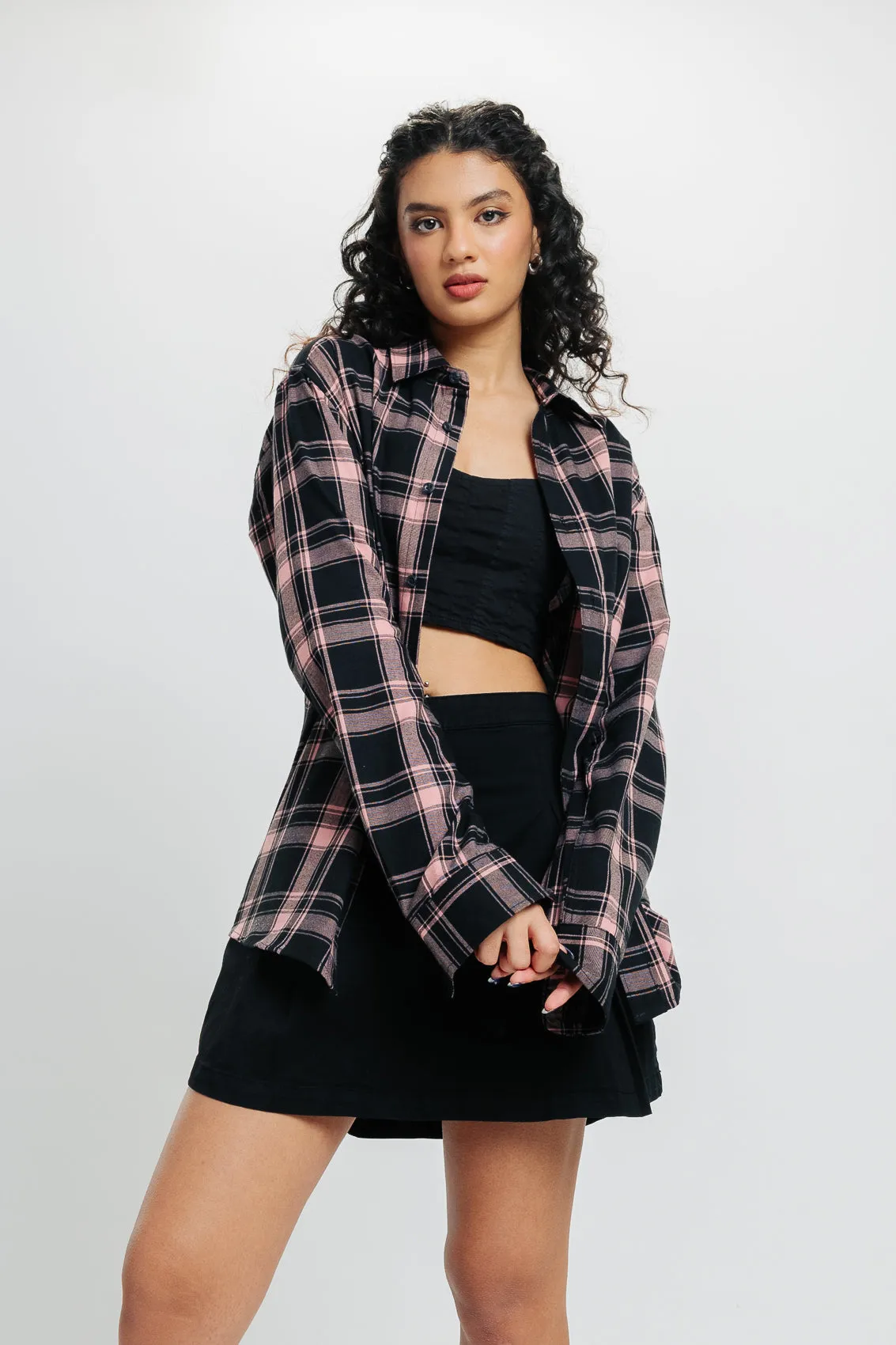 Navy Pink Checkered Shirt