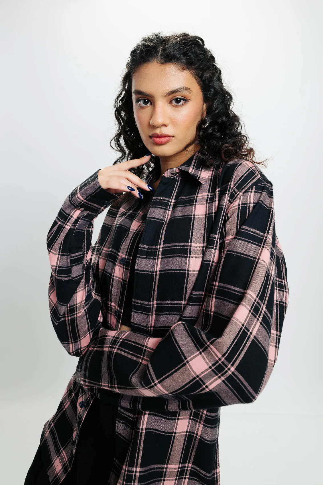 Navy Pink Checkered Shirt
