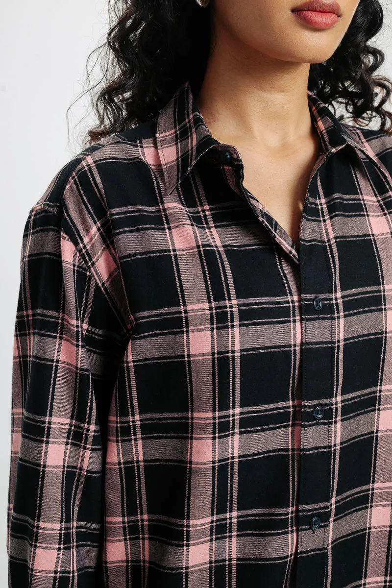 Navy Pink Checkered Shirt