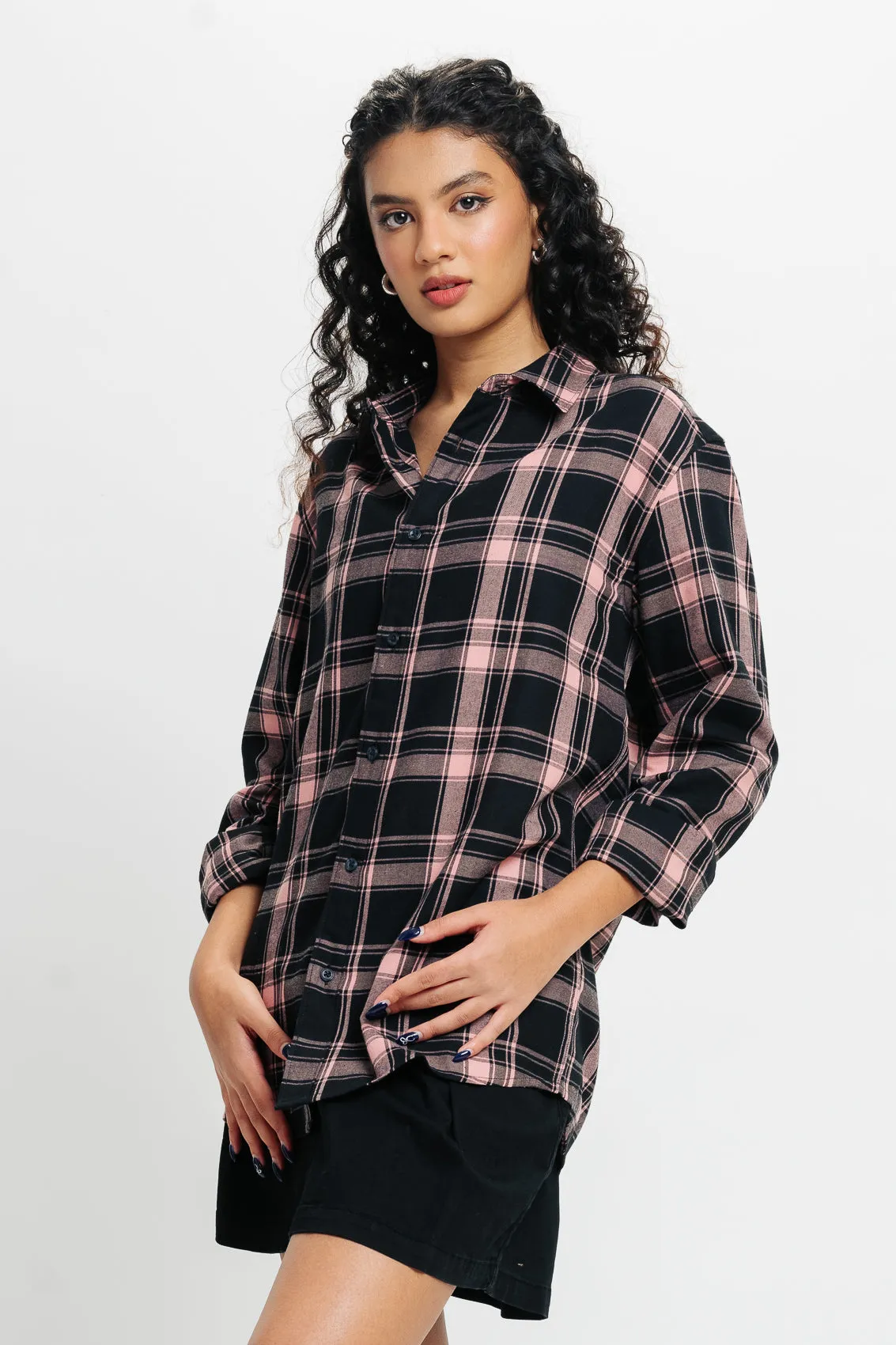 Navy Pink Checkered Shirt