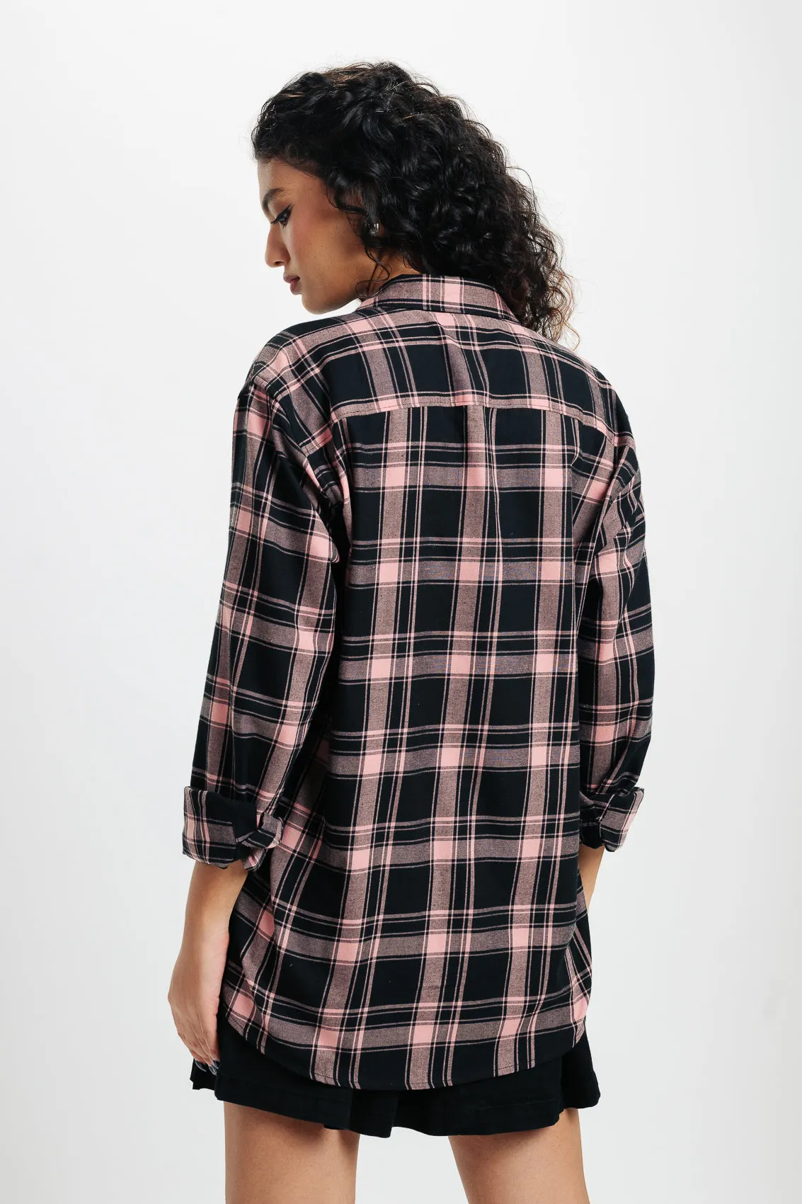Navy Pink Checkered Shirt