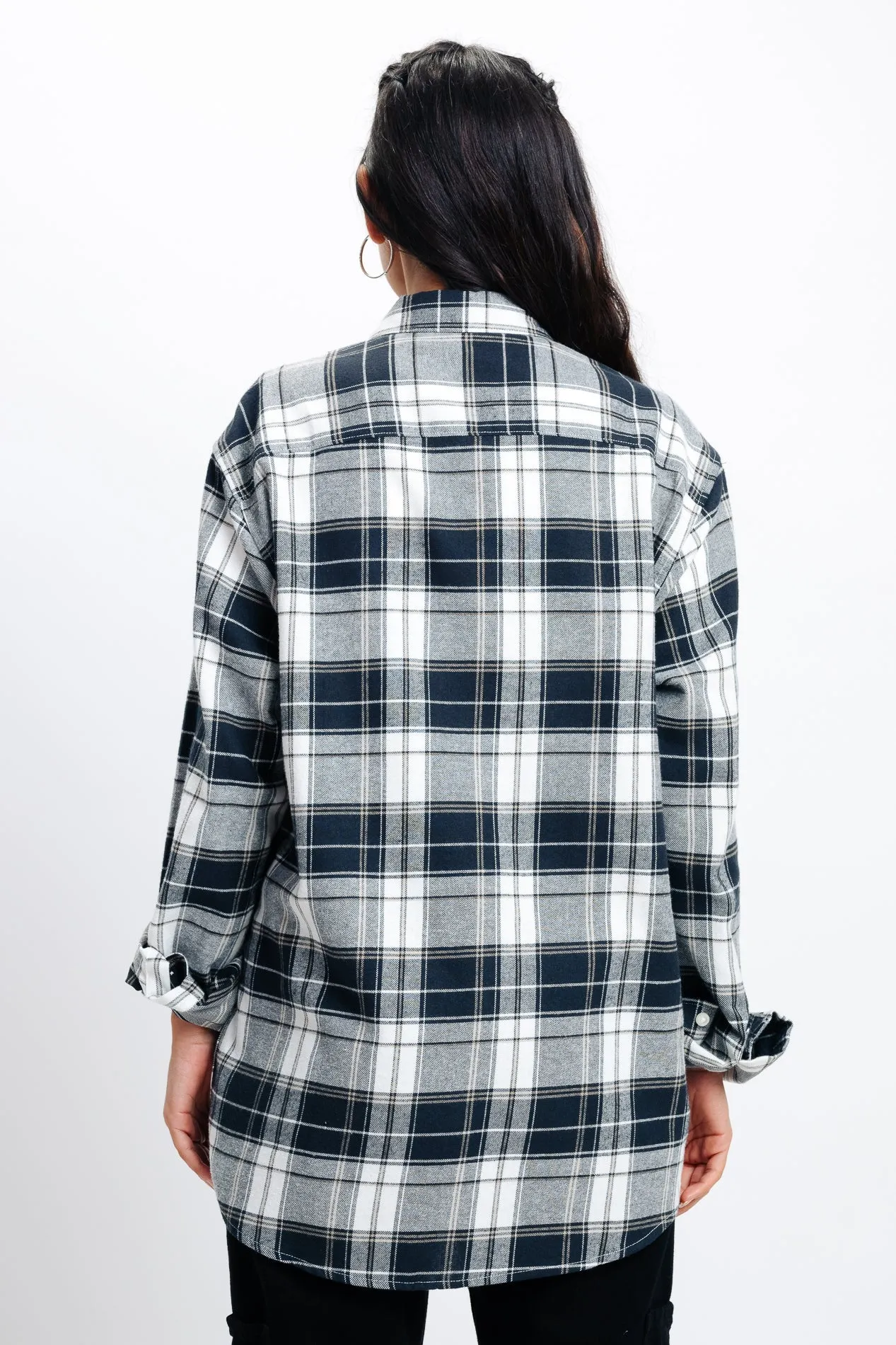 Navy White Checkered Shirt