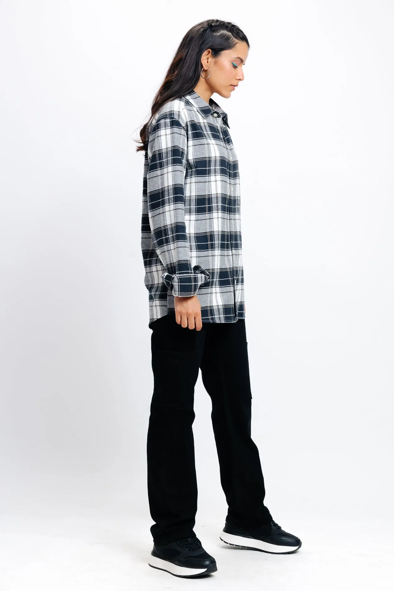 Navy White Checkered Shirt