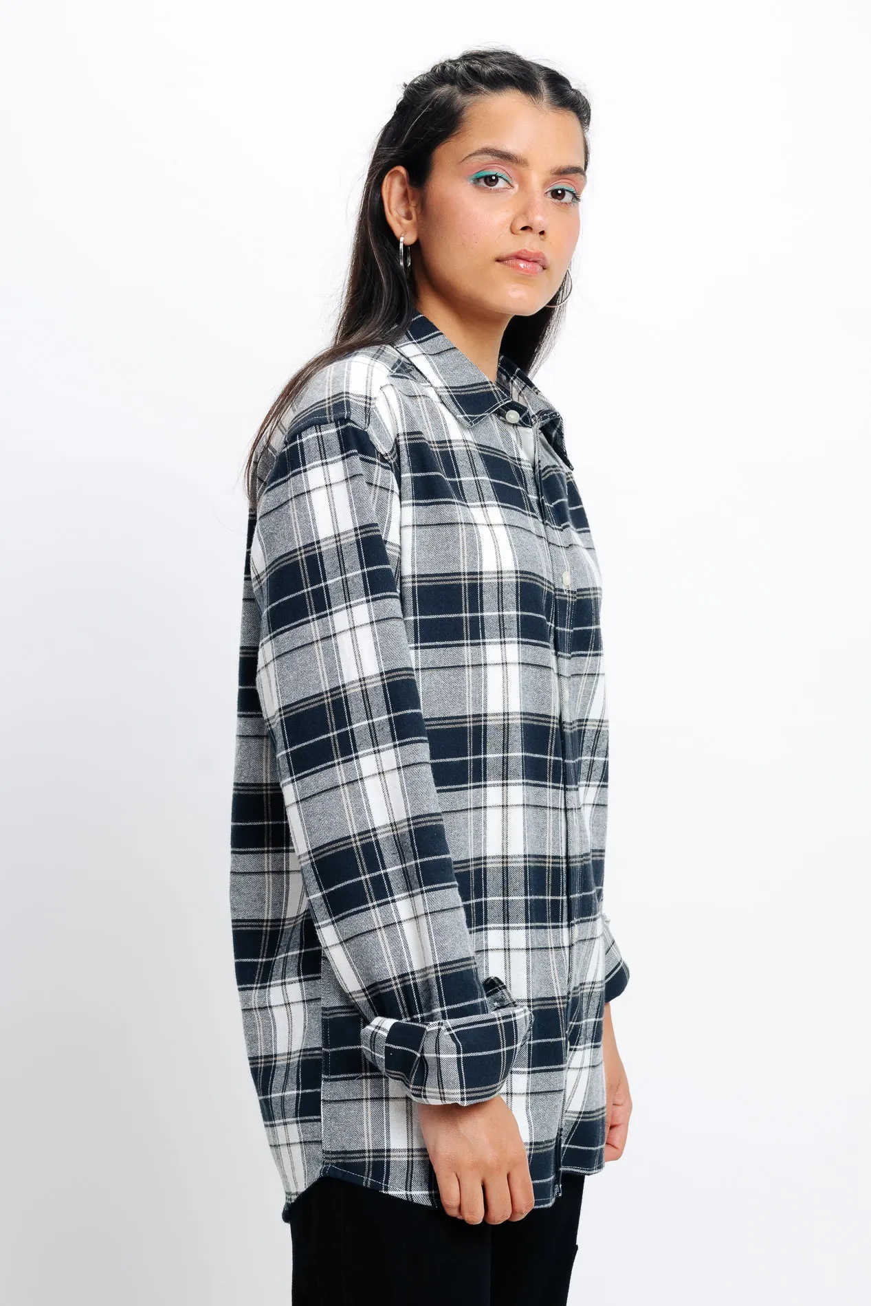 Navy White Checkered Shirt