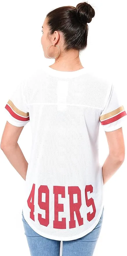 NFL Womens Soft Mesh Jersey Varsity Tee Shirt|San Francisco 49ers