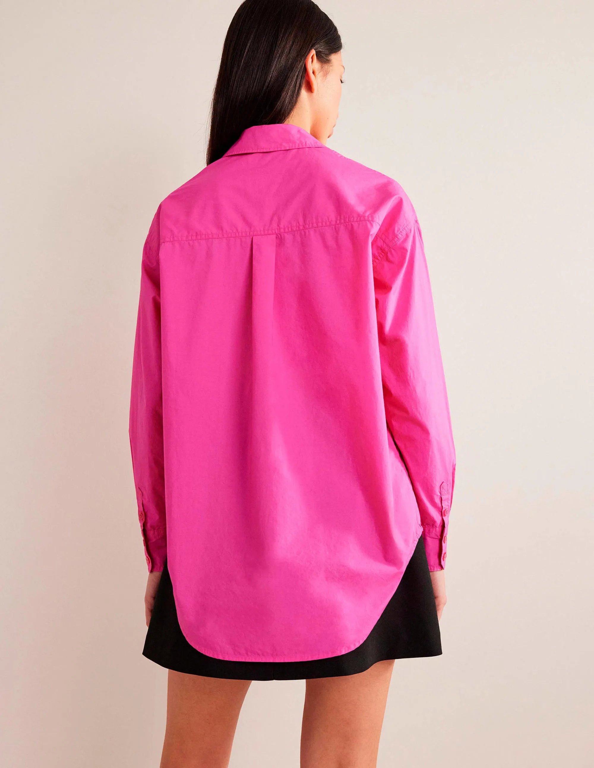 Oversized Cotton Shirt-Fuchsia Fedora