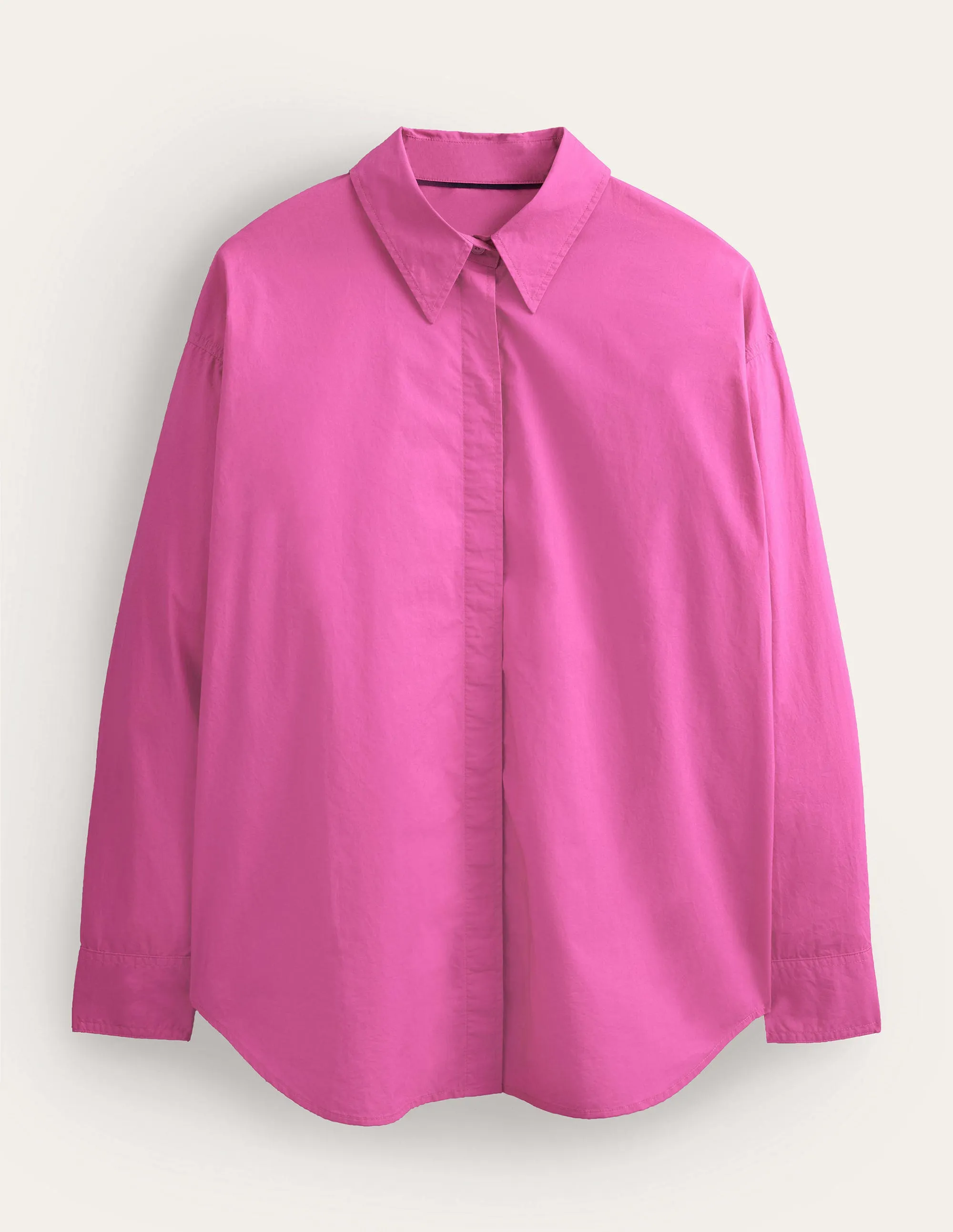 Oversized Cotton Shirt-Fuchsia Fedora